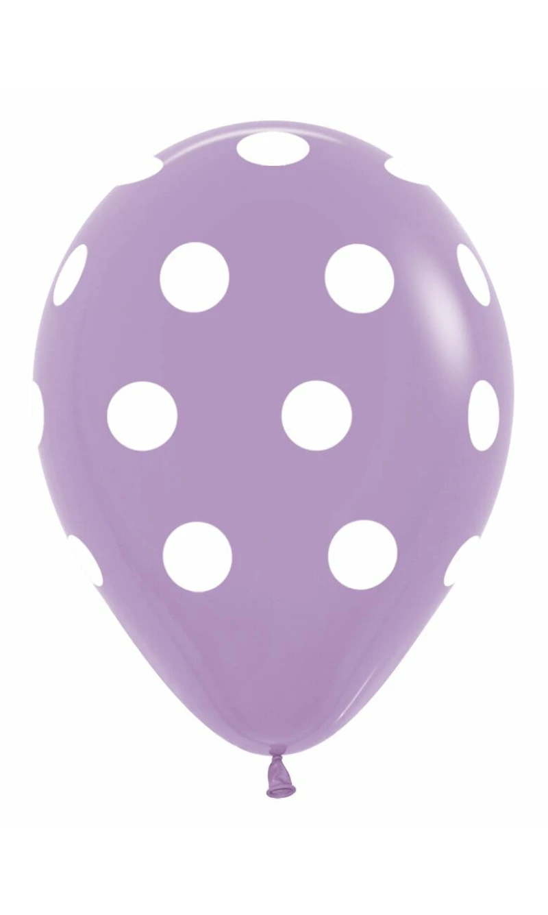 Fashion Solid - Lilac with White Polka Dots 12" Balloon
