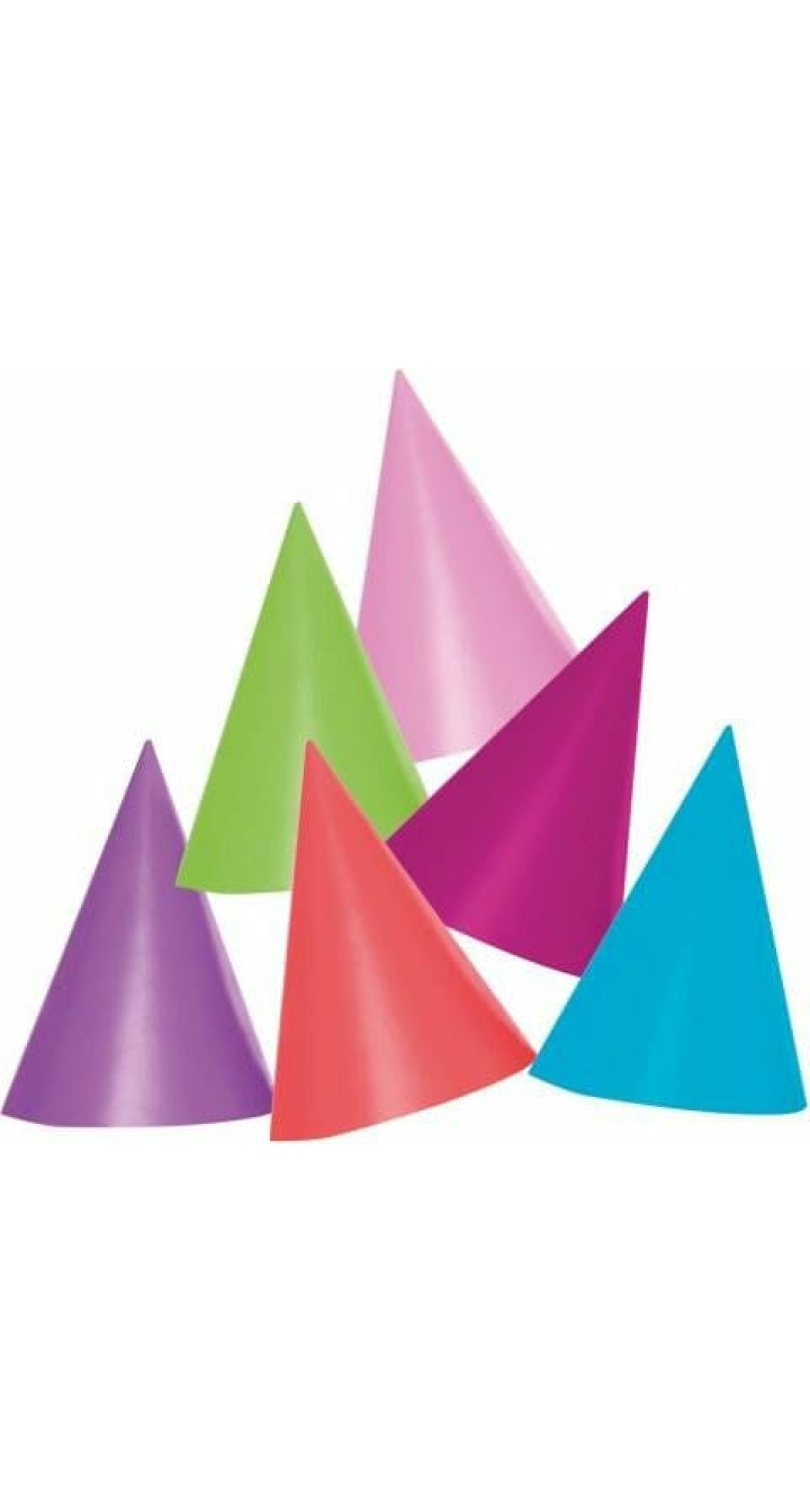 Party Essentials Unicolour Hats (assorted colours) - 6pk