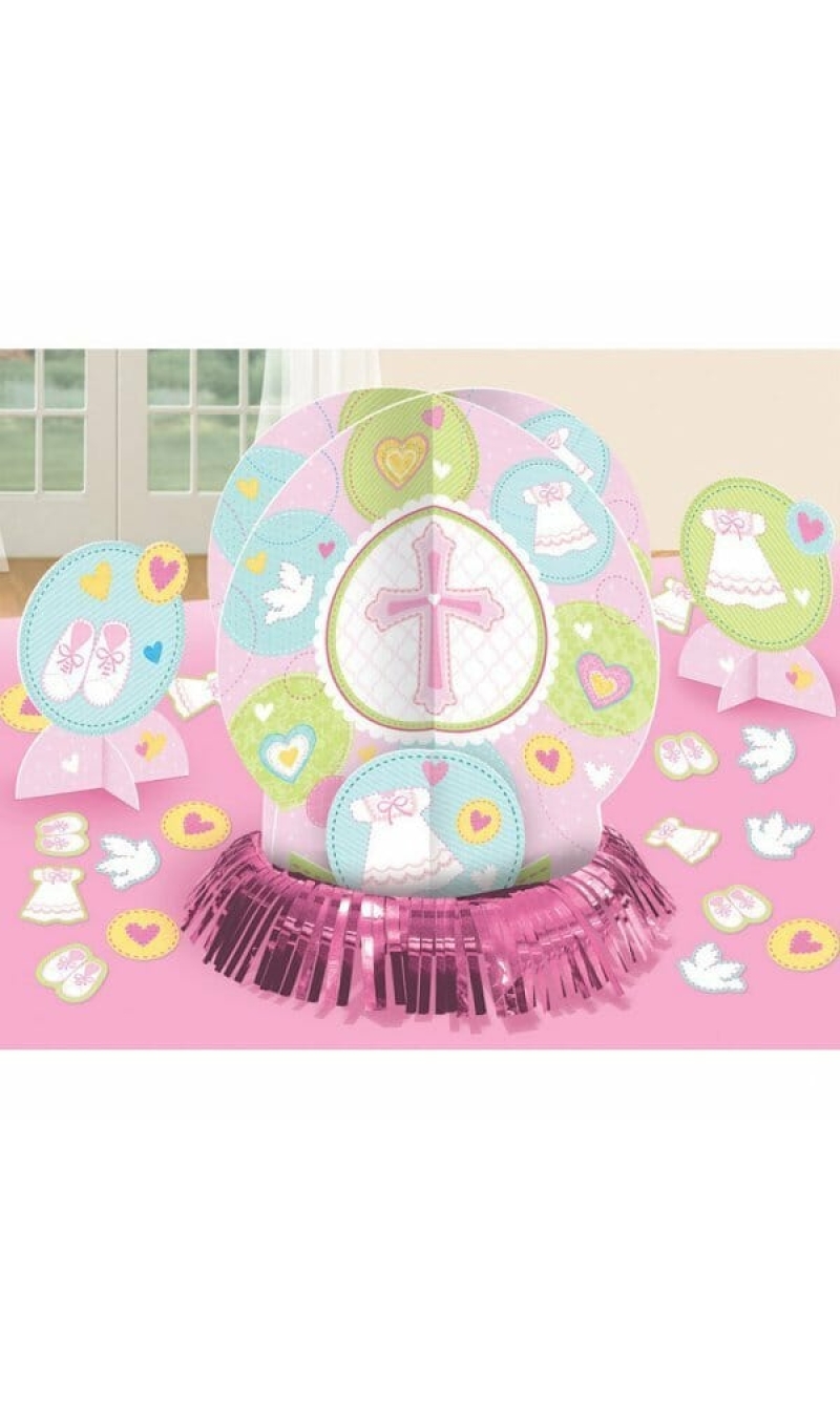 Christening Pink Table Decorating Kit - 3pk