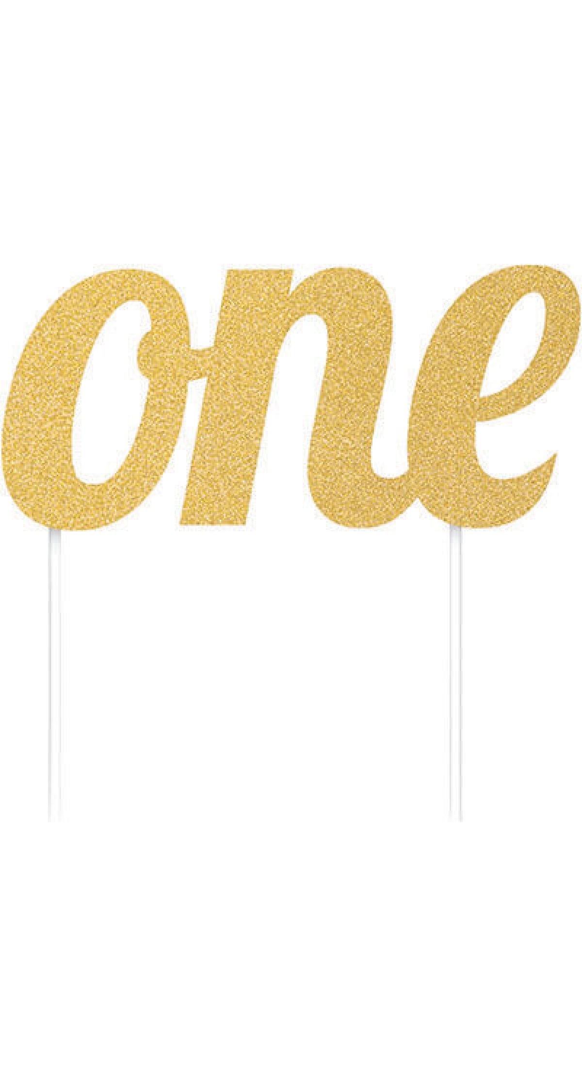 ONE Gold Glitter Cake Topper Decoration - 14x15cm