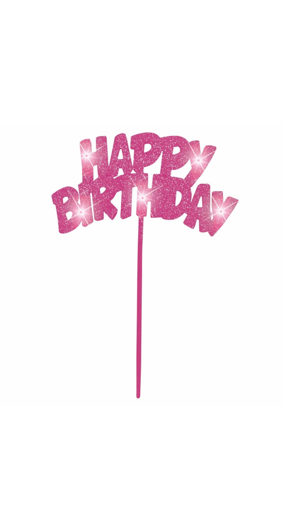 Pink Happy Birthday Flashing Pick Decoration