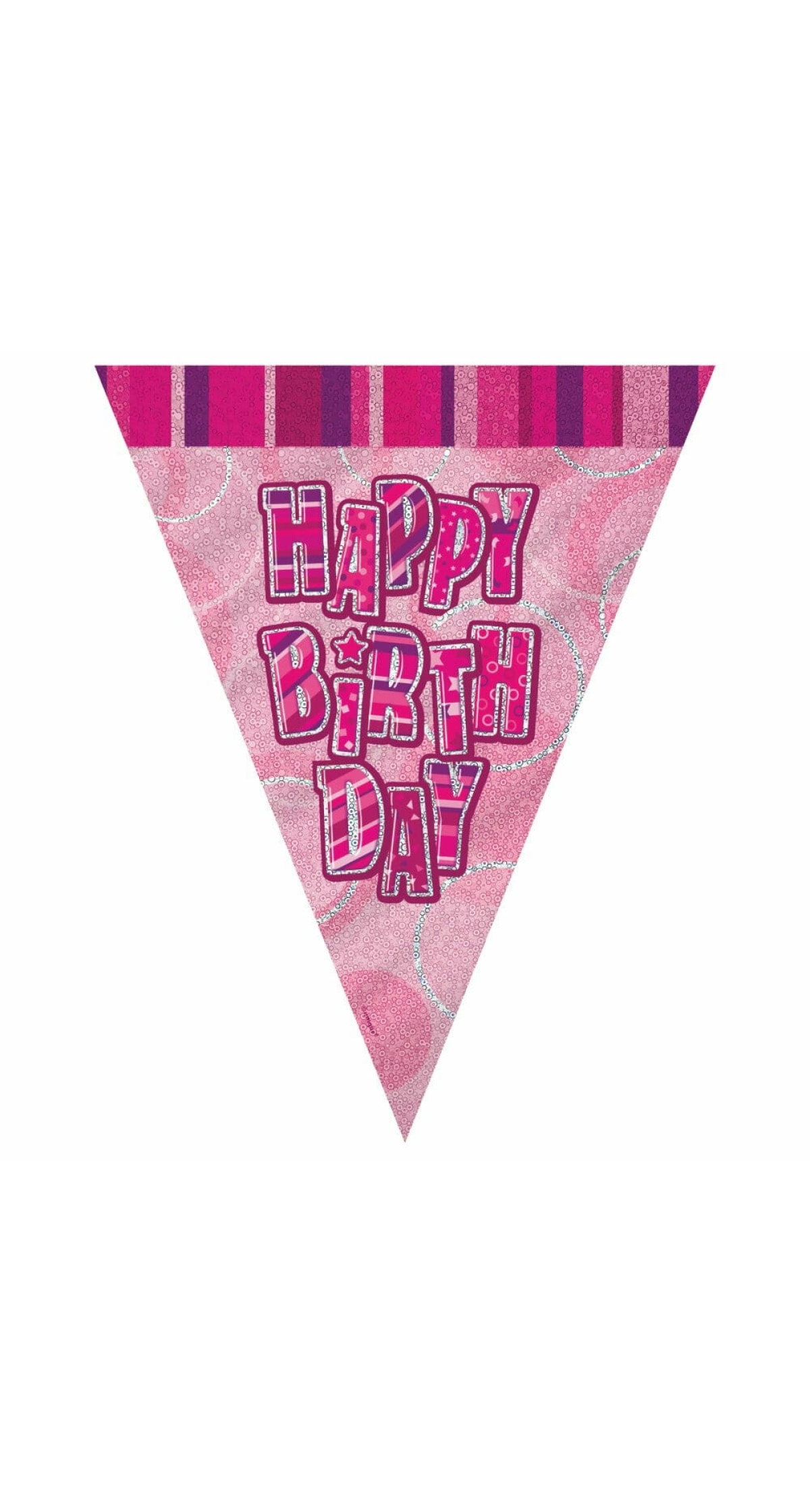 Birthday Pink Glitz Happy Birthday Flag Banner - 9 Ft