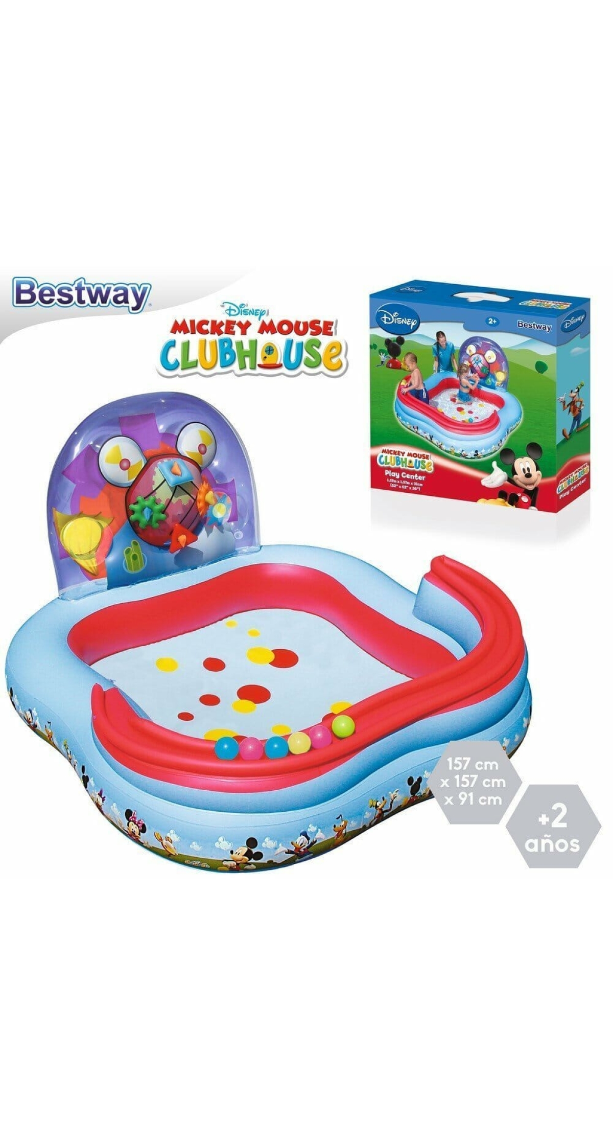 Bestway Inflatable Pool Mickey Mouse Play Center Age 157x157x94cm (Online Only)
