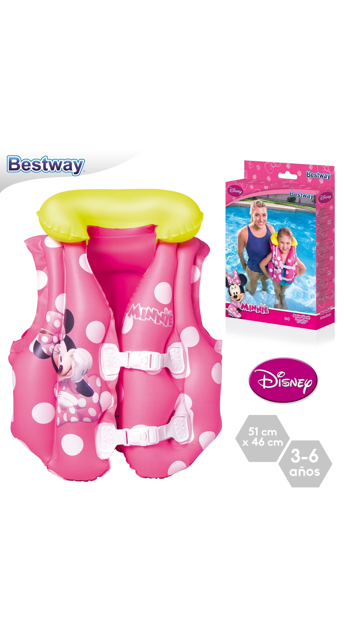 Bestway Minnie Mouse Pool & Beach Swimming Float Vest 51x46 cm (Online Only)
