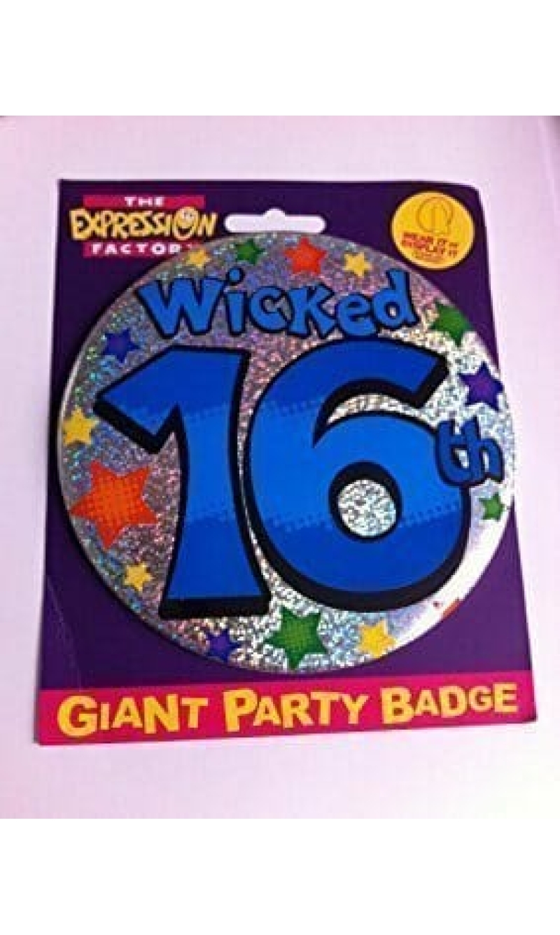 Jumbo Badge - Wicked 16th Holographic (TEF) Blue - 15cm