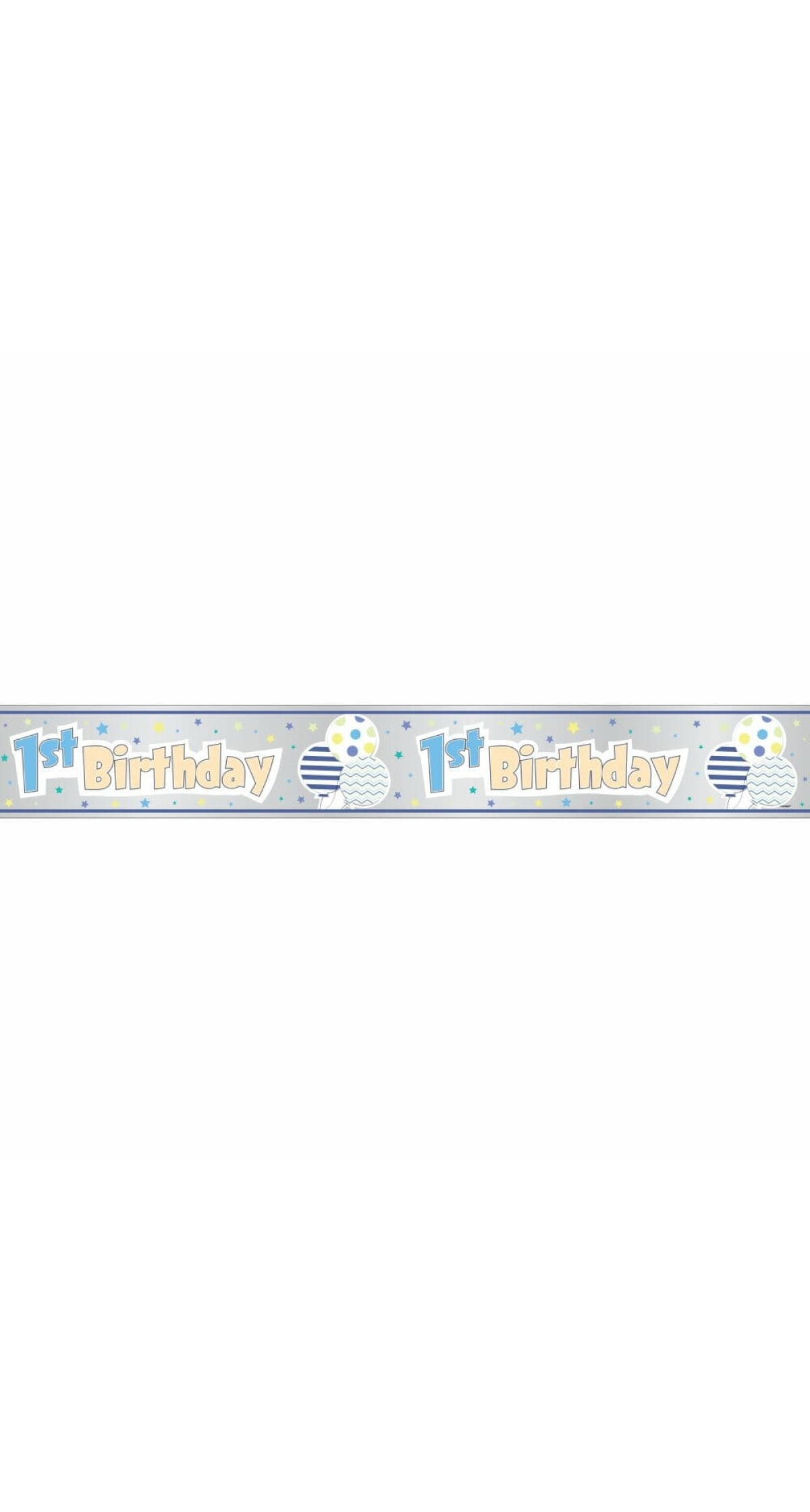 Foil Blue Pattern Boy 1st Birthday Banner - 12 ft - Long Fold