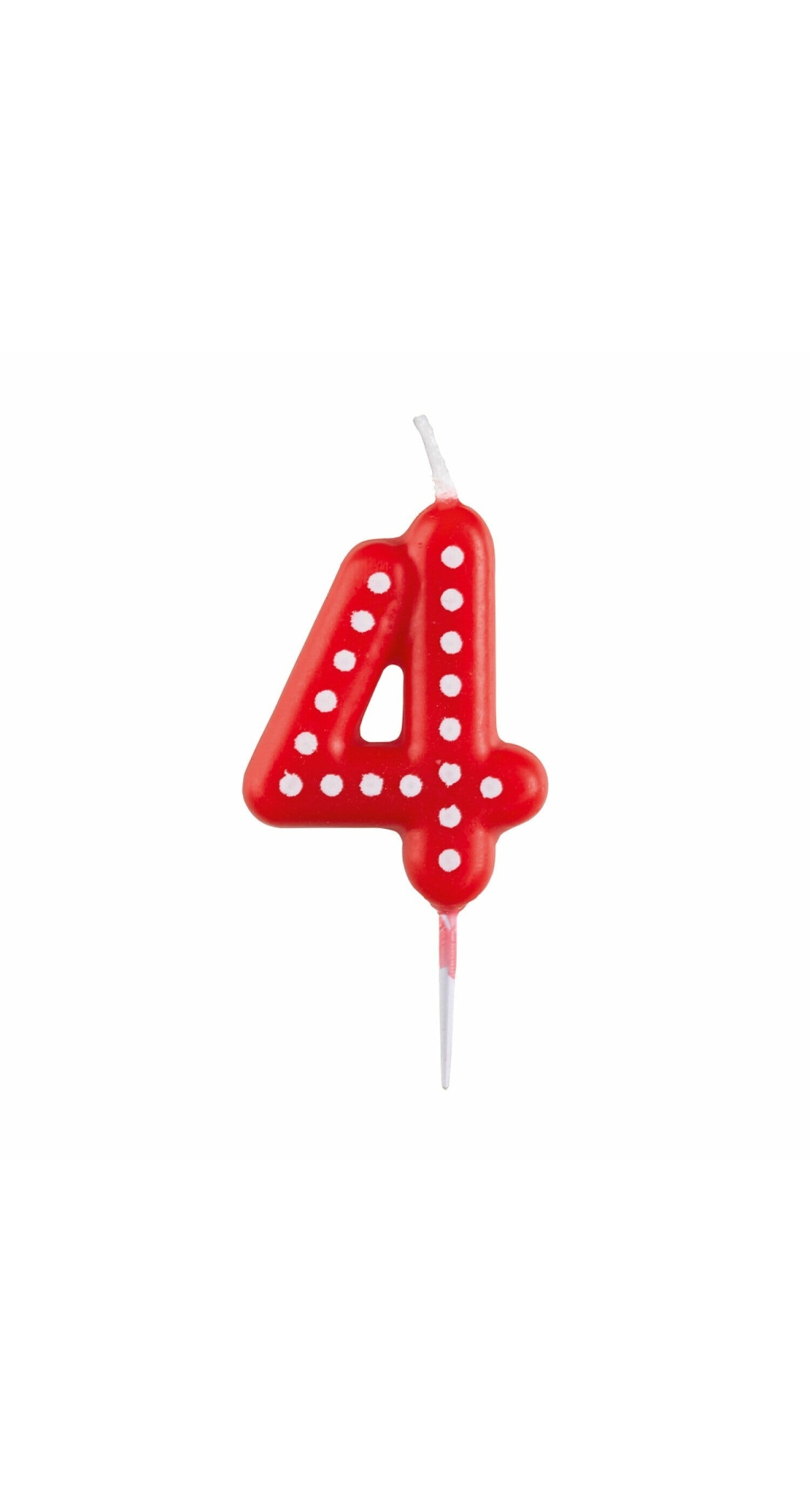 Numeral Candle 4 Dots & Stripes Height 6.5 cm
