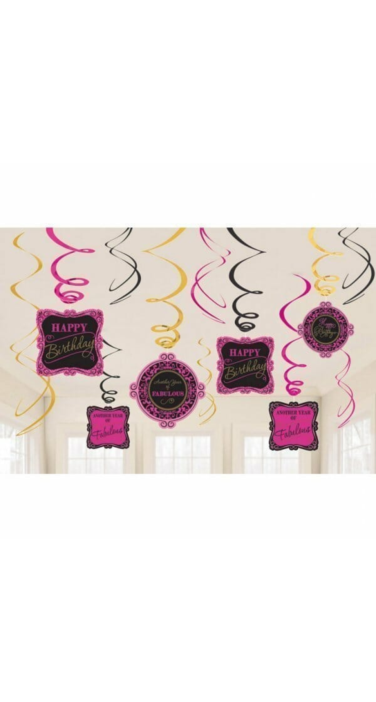 Born To Be Fabulous Dangling Swirl Cutouts Decoration Kit - 12pk