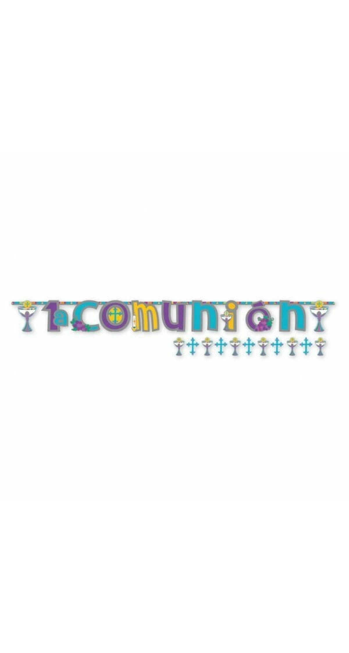 1a Comunion Jumbo Letter Banner (First Communion) - 2pk