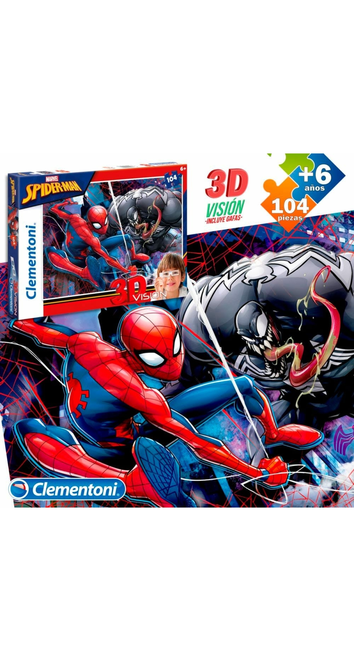Marvel Spiderman 3D Vision Puzzle -104pcs - 33.5cm x 23.5cm