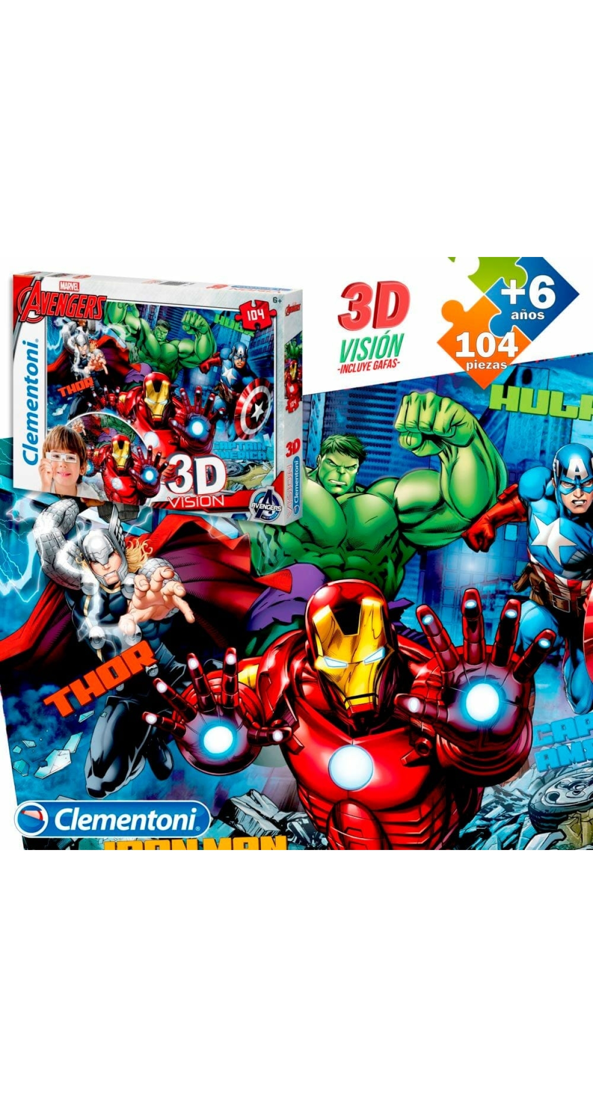 Marvel Avengers Puzzle With 3D Glasses - 104pcs