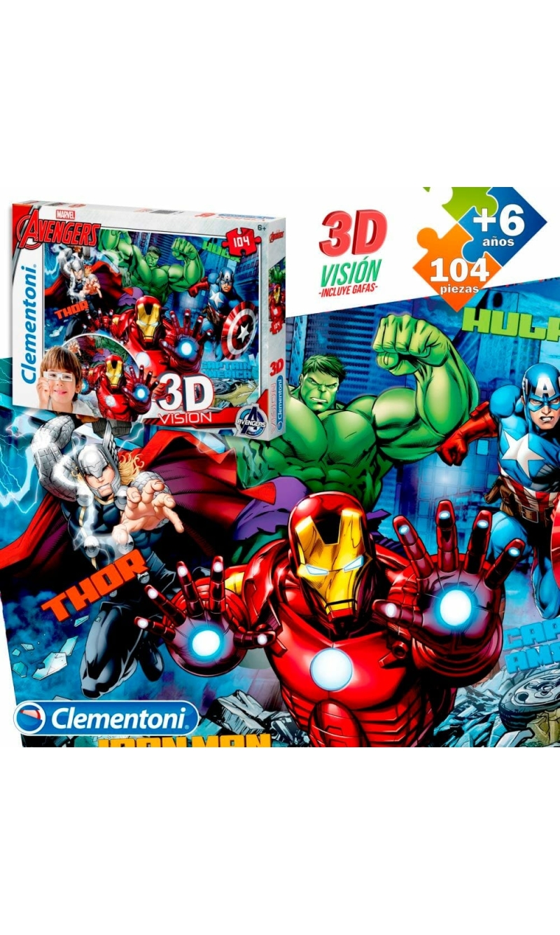 Marvel Avengers Puzzle With 3D Glasses - 104pcs