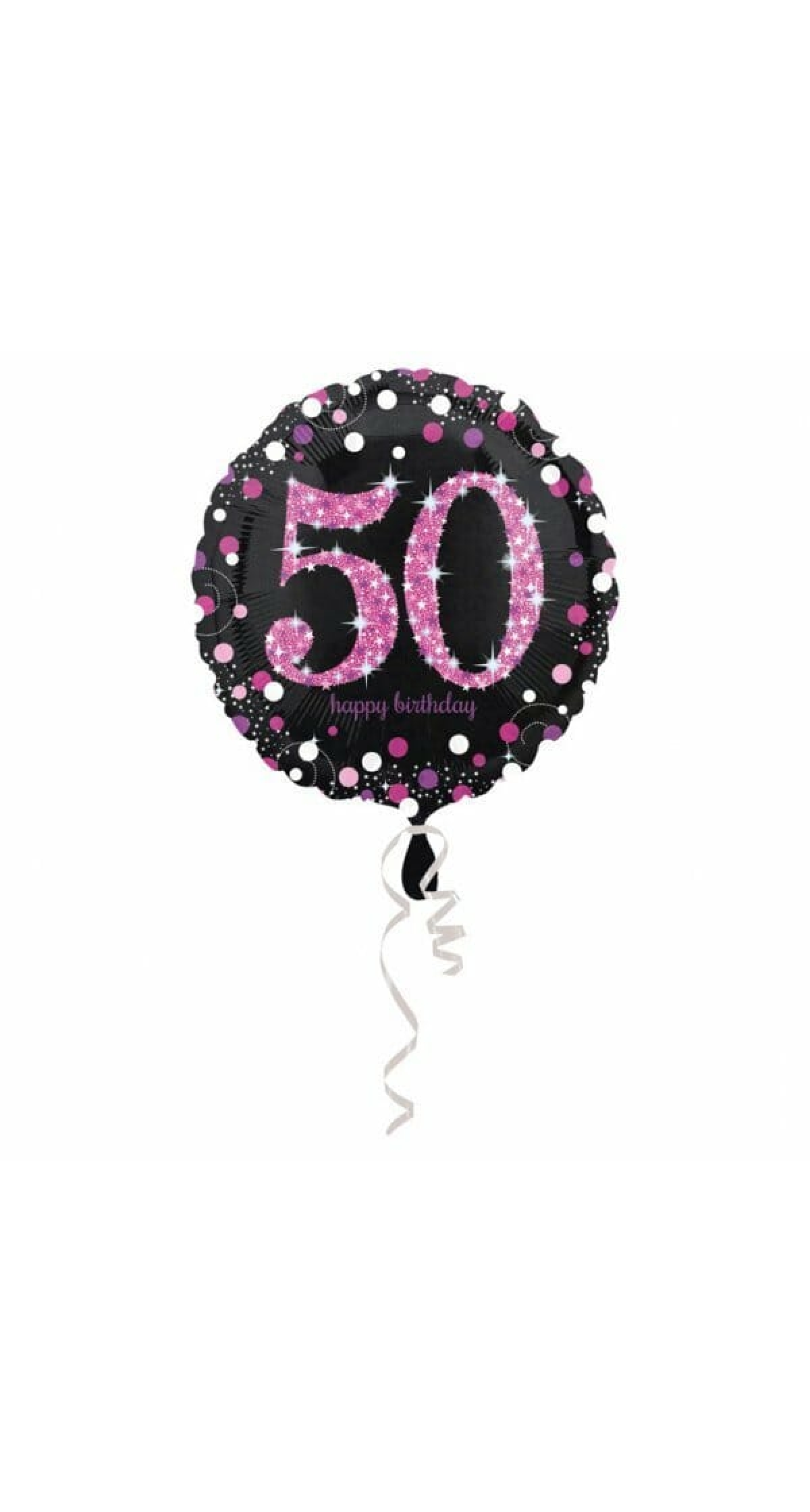50 Happy Birthday Black/Pink Foil Balloon 18'' - 45cm
