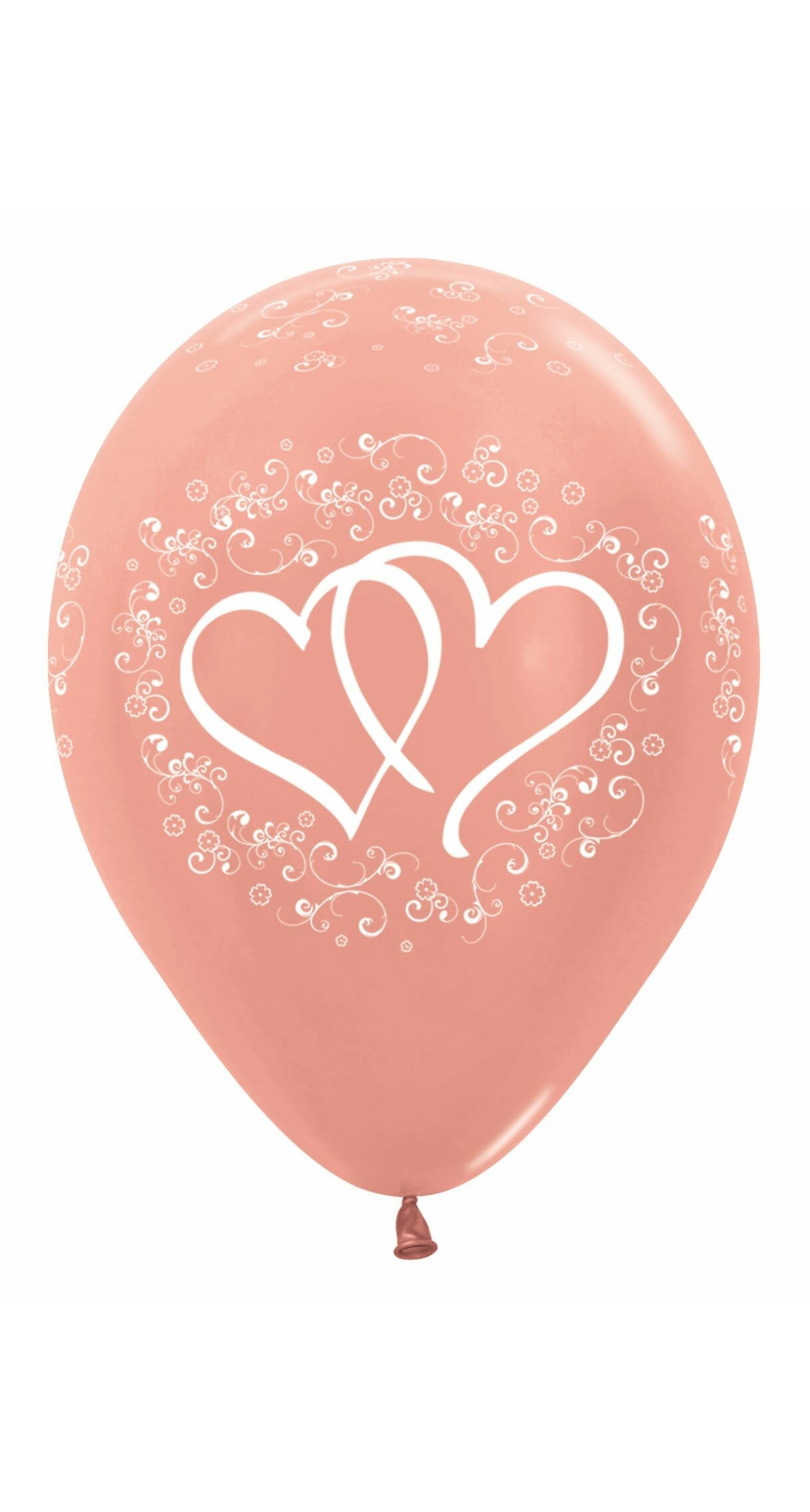 Metalic Rose Gold Printed Entwinted Hearts - 12" Latex Balloon