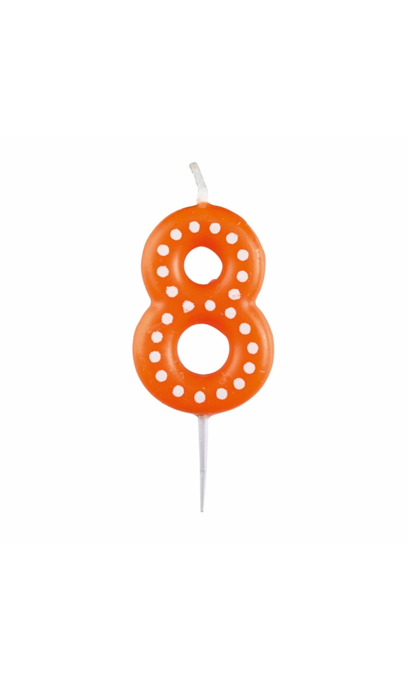 Numeral Candle 8 Dots & Stripes Height 6.5 cm