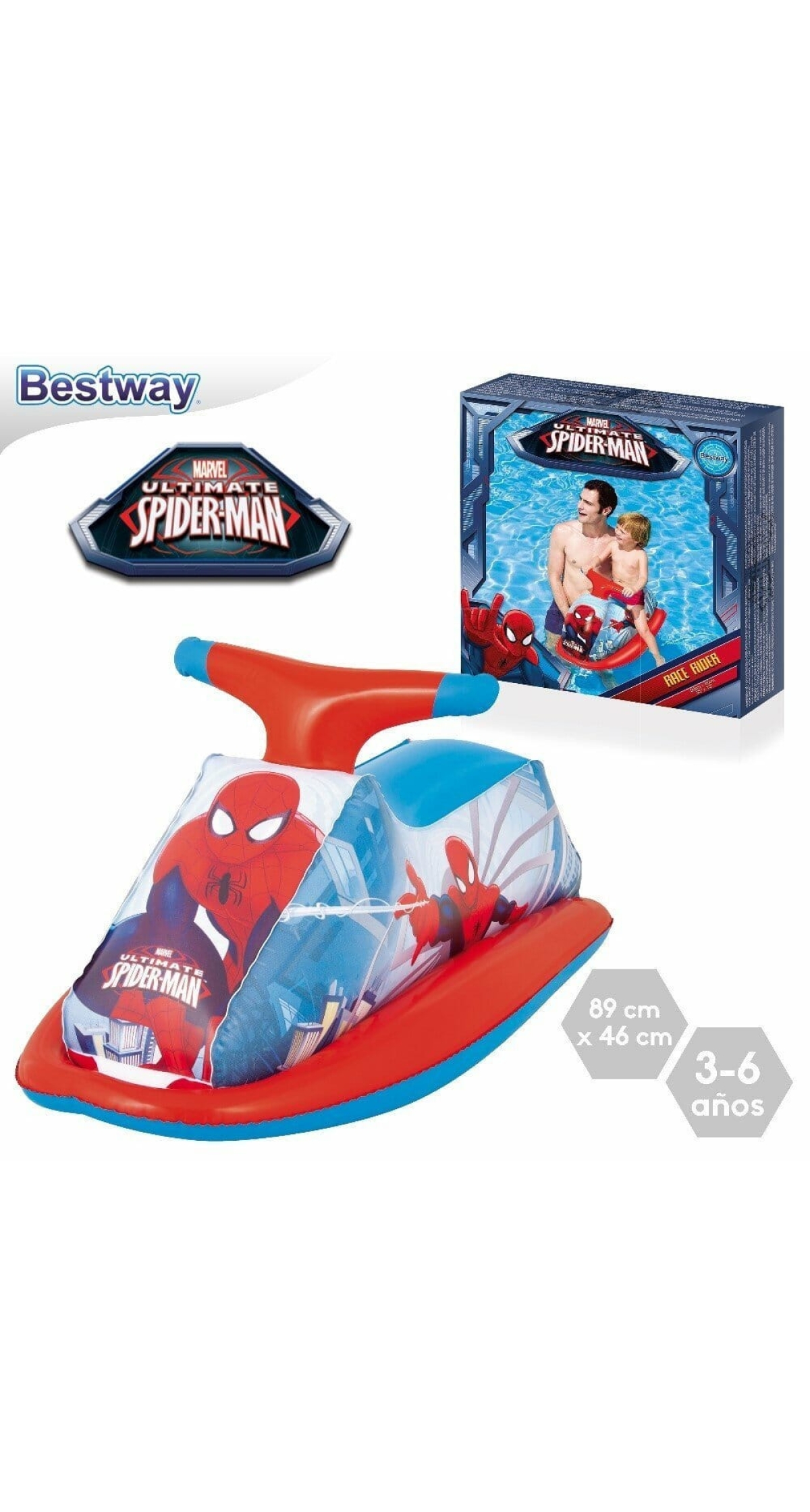 Bestway Spider-man Race Rider 89x46cm for Age 3-6 Years