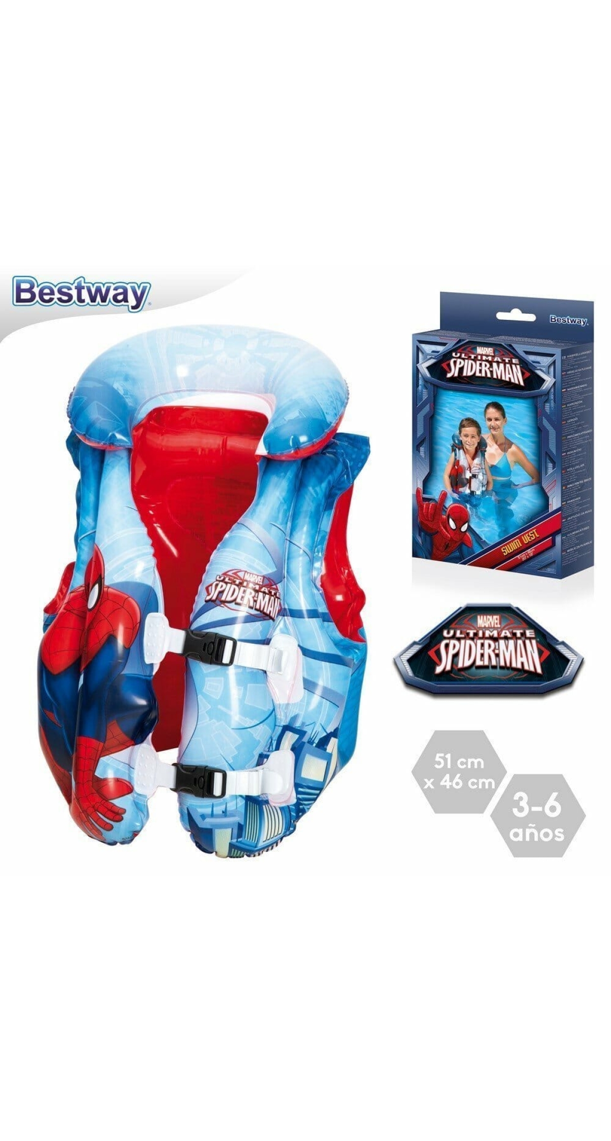 Bestway Spider-man Pool & Beach Swimming Float Vest 51x46 cm (Online Only)