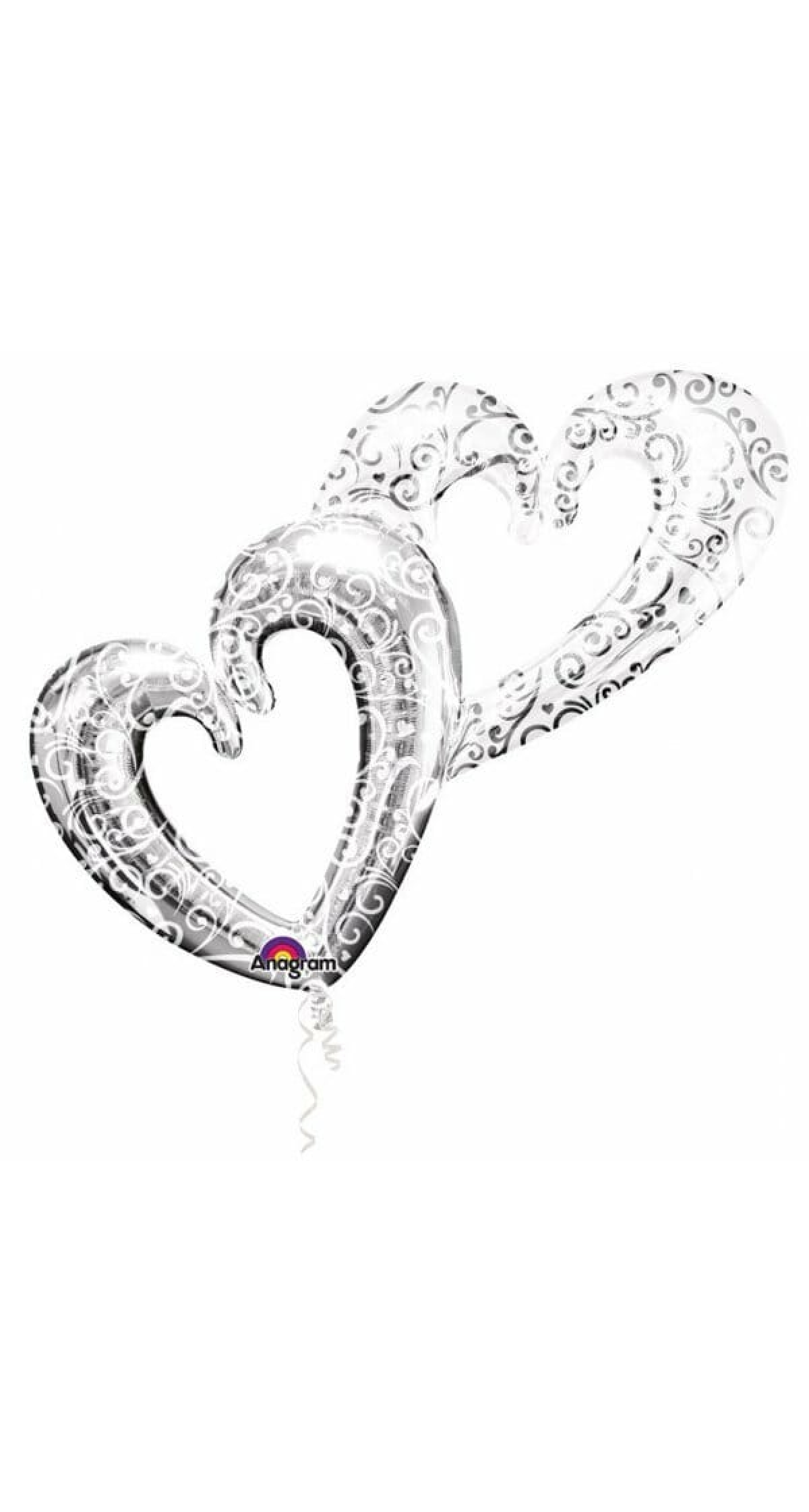 Multi Balloon Interlocking Hearts Foil Balloon 53" x 36" (134cm x 91cm)
