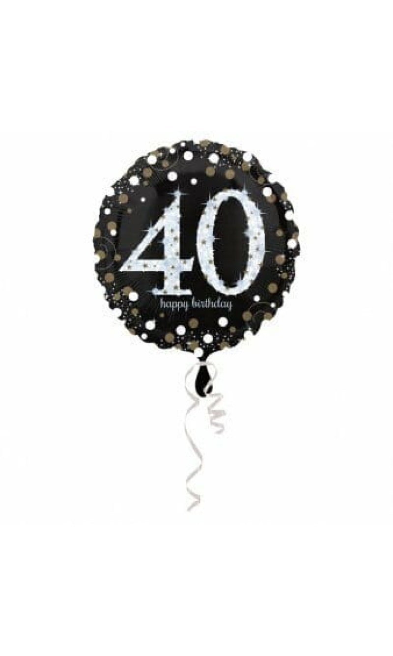 40 Happy Birthday Black Foil Balloon 18'' - 45cm