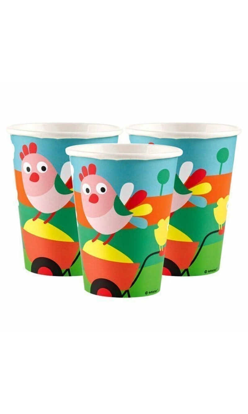 Farm Fun Paper Cups 250ml - 8pk