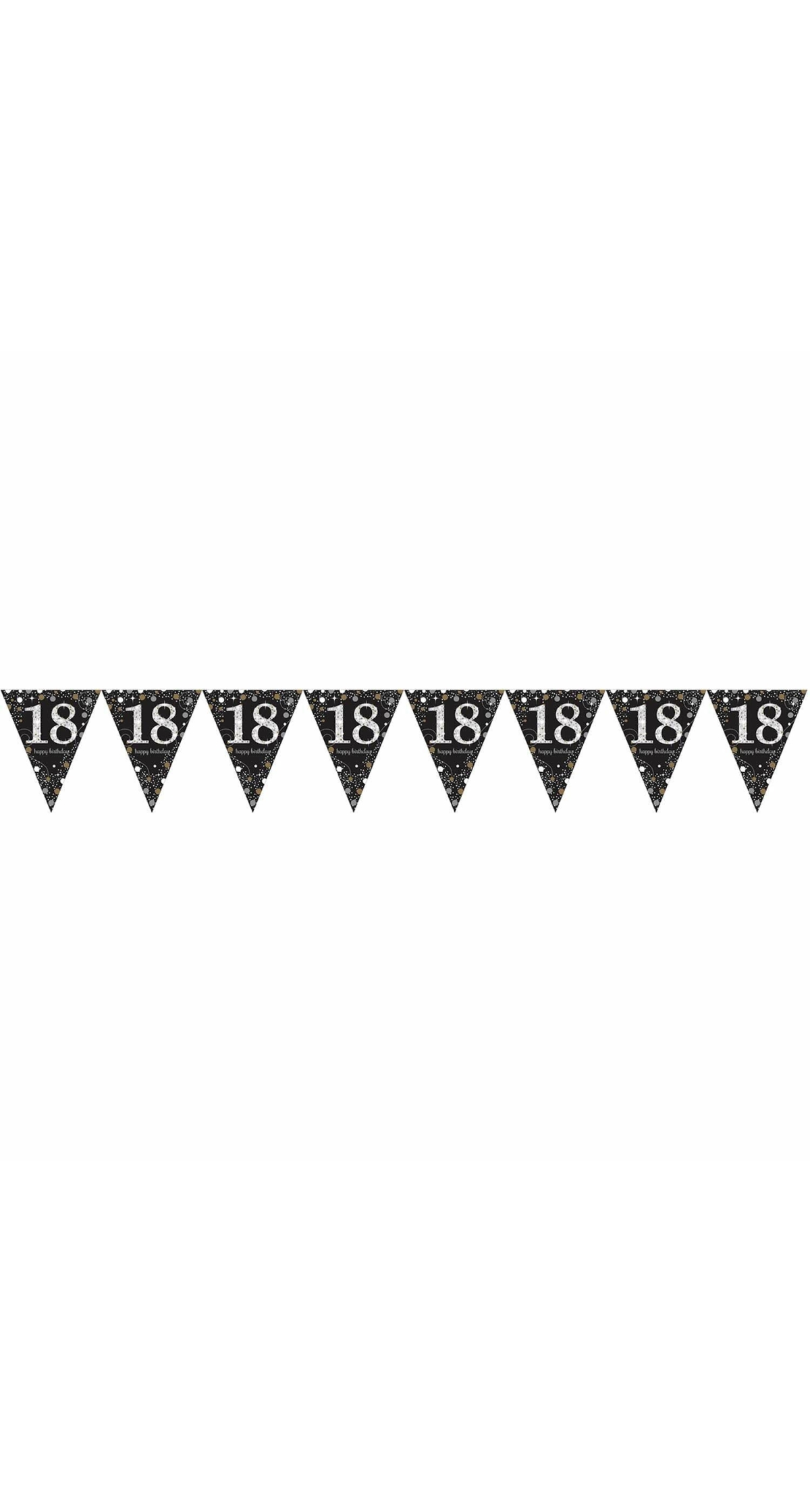 18th Gold Sparkling Celebration Plastic Flag Banner - 4m