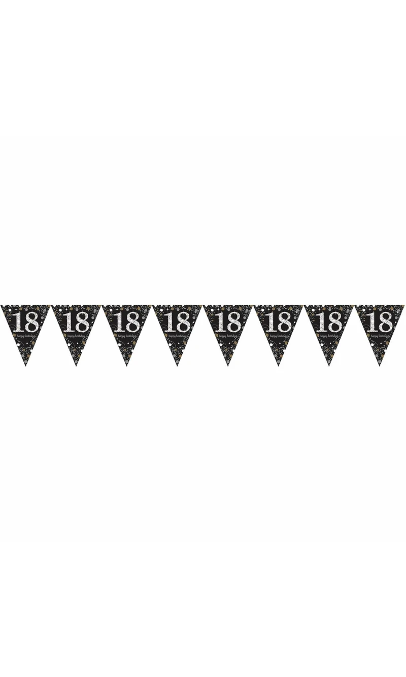 18th Gold Sparkling Celebration Plastic Flag Banner - 4m