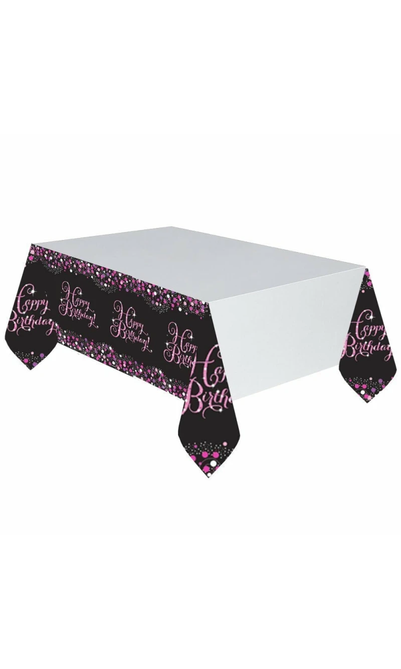 Pink Celebration Plastic Tablecover - 137cm x 259cm
