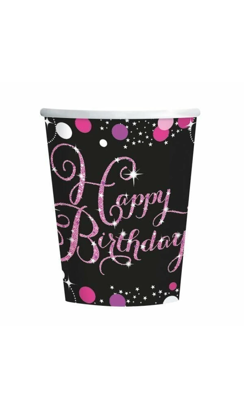 Pink Celebration Paper Cups  266ml - 8pk