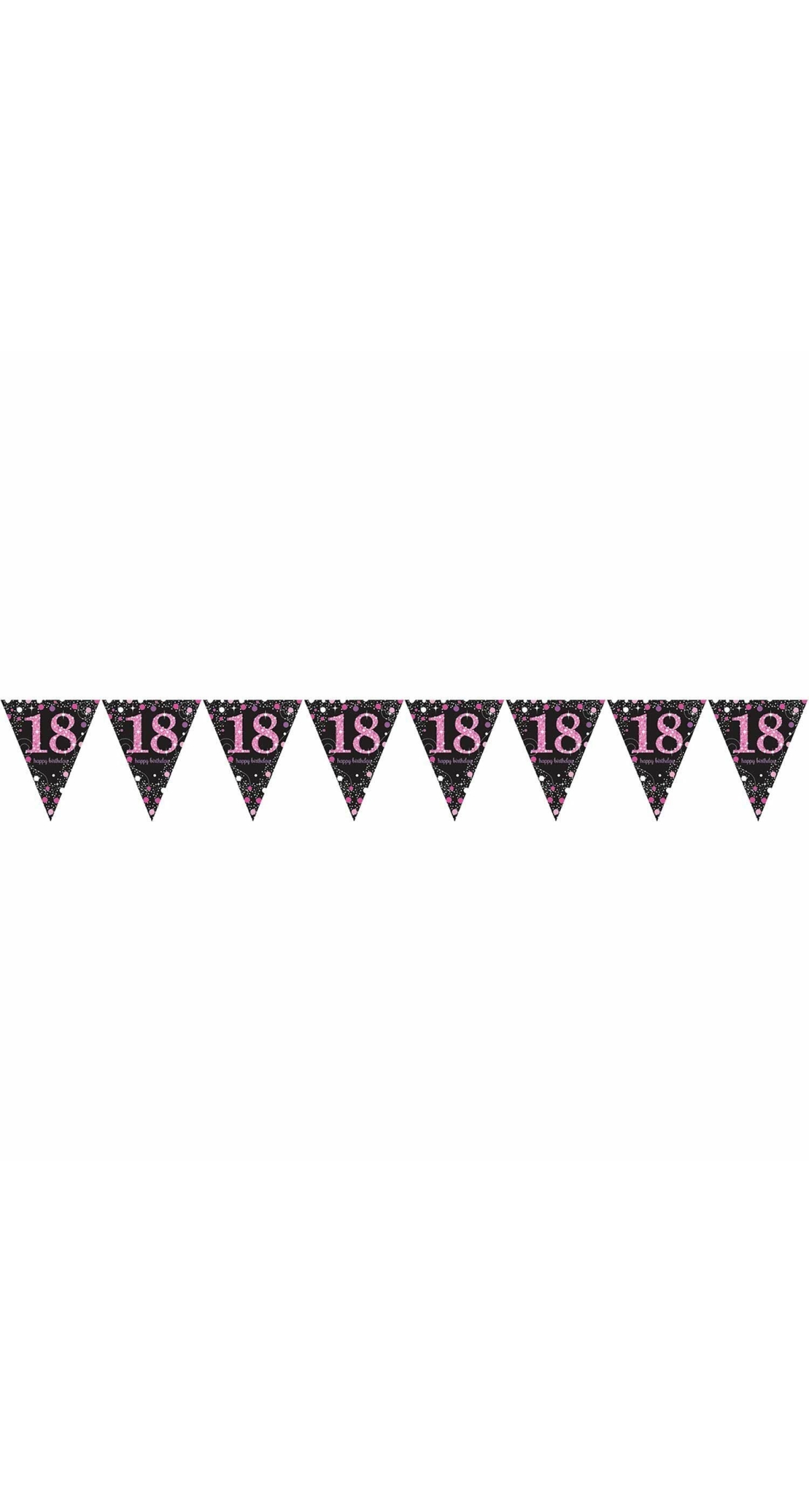 18th Pink Sparkling Celebration Plastic Flag Banner - 4m