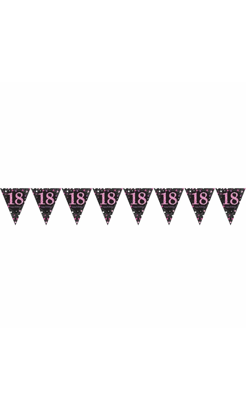 18th Pink Sparkling Celebration Plastic Flag Banner - 4m