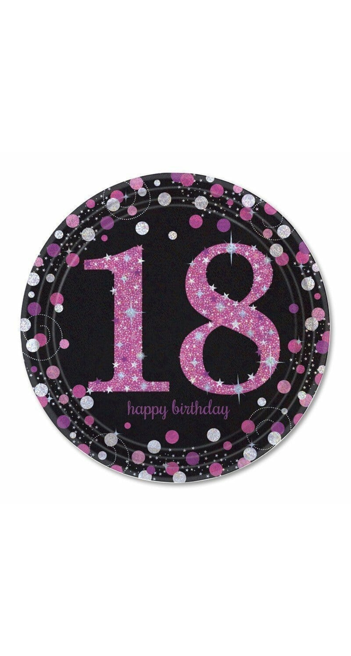 18th Pink Sparkling Celebration Paper Plates 22.9cm – 8pk