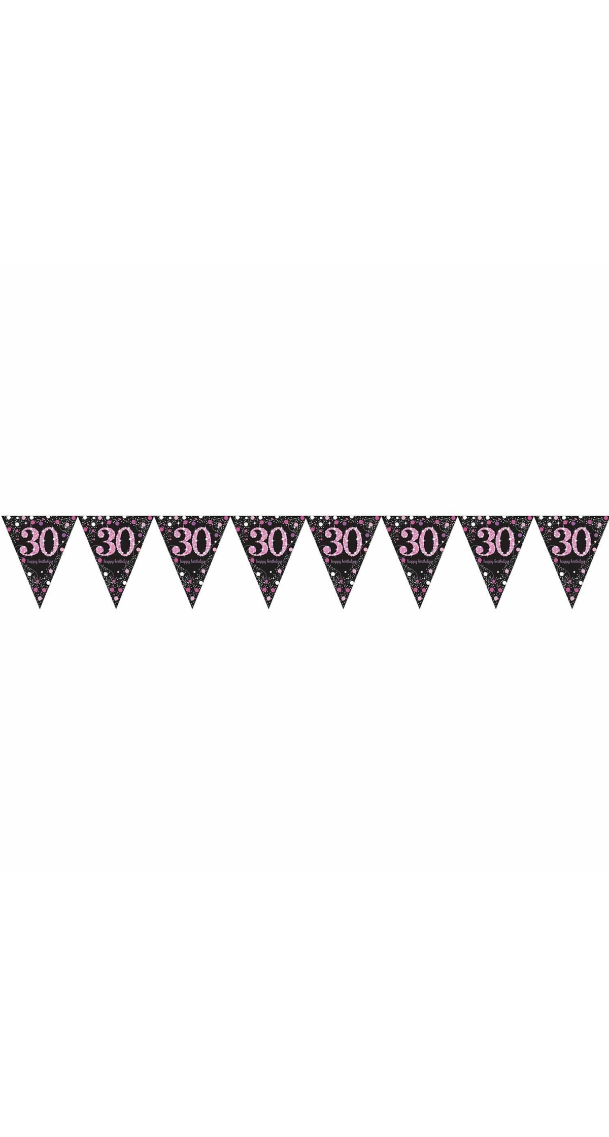 30th Pink Sparkling Celebration Plastic Flag Banner - 4m