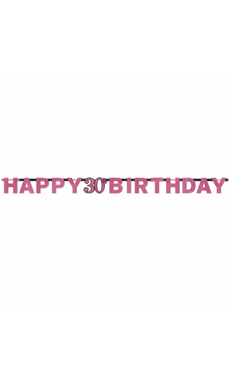 30th Pink Sparkling Celebration Paper Letter Banner - 2.13m