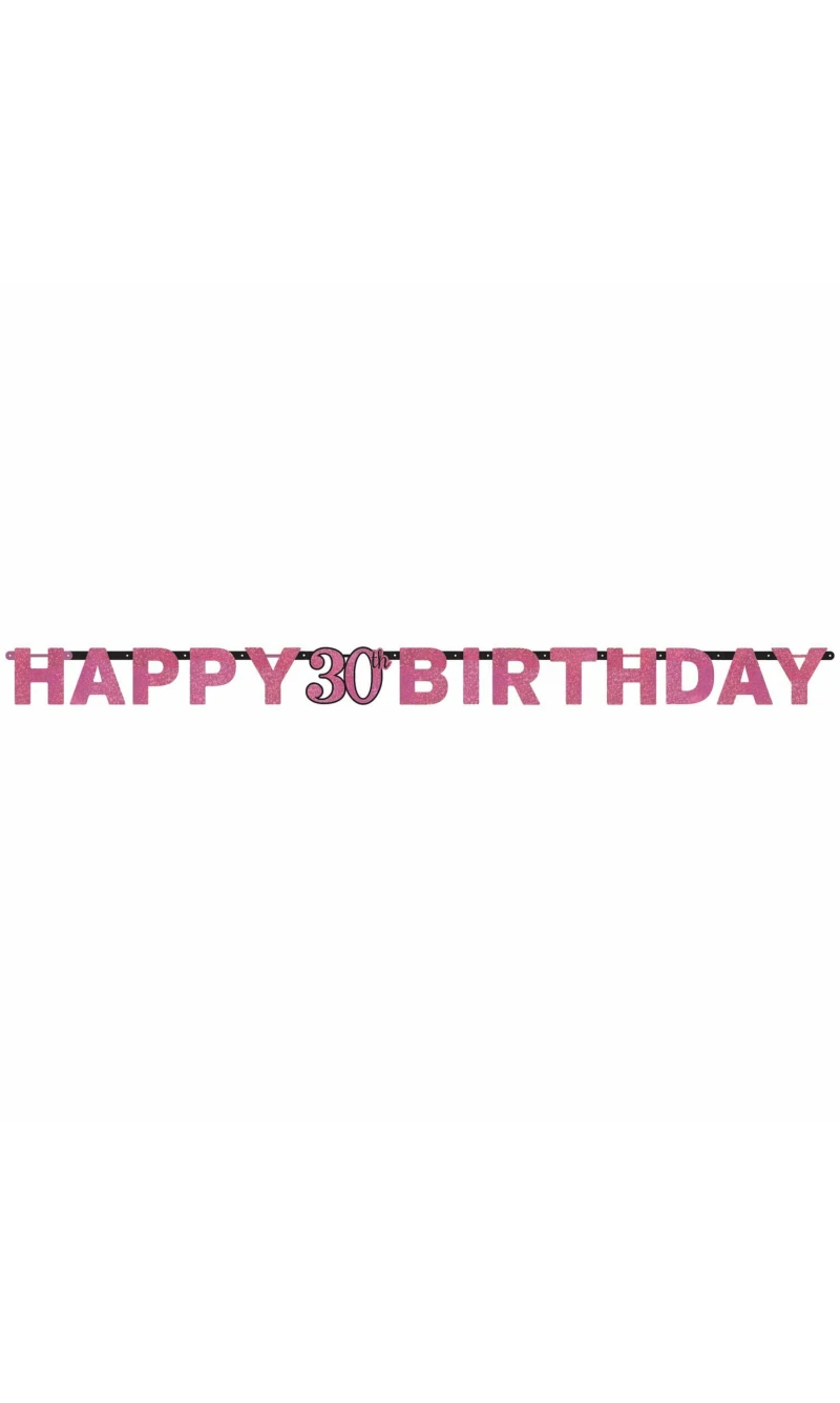 30th Pink Sparkling Celebration Paper Letter Banner - 2.13m