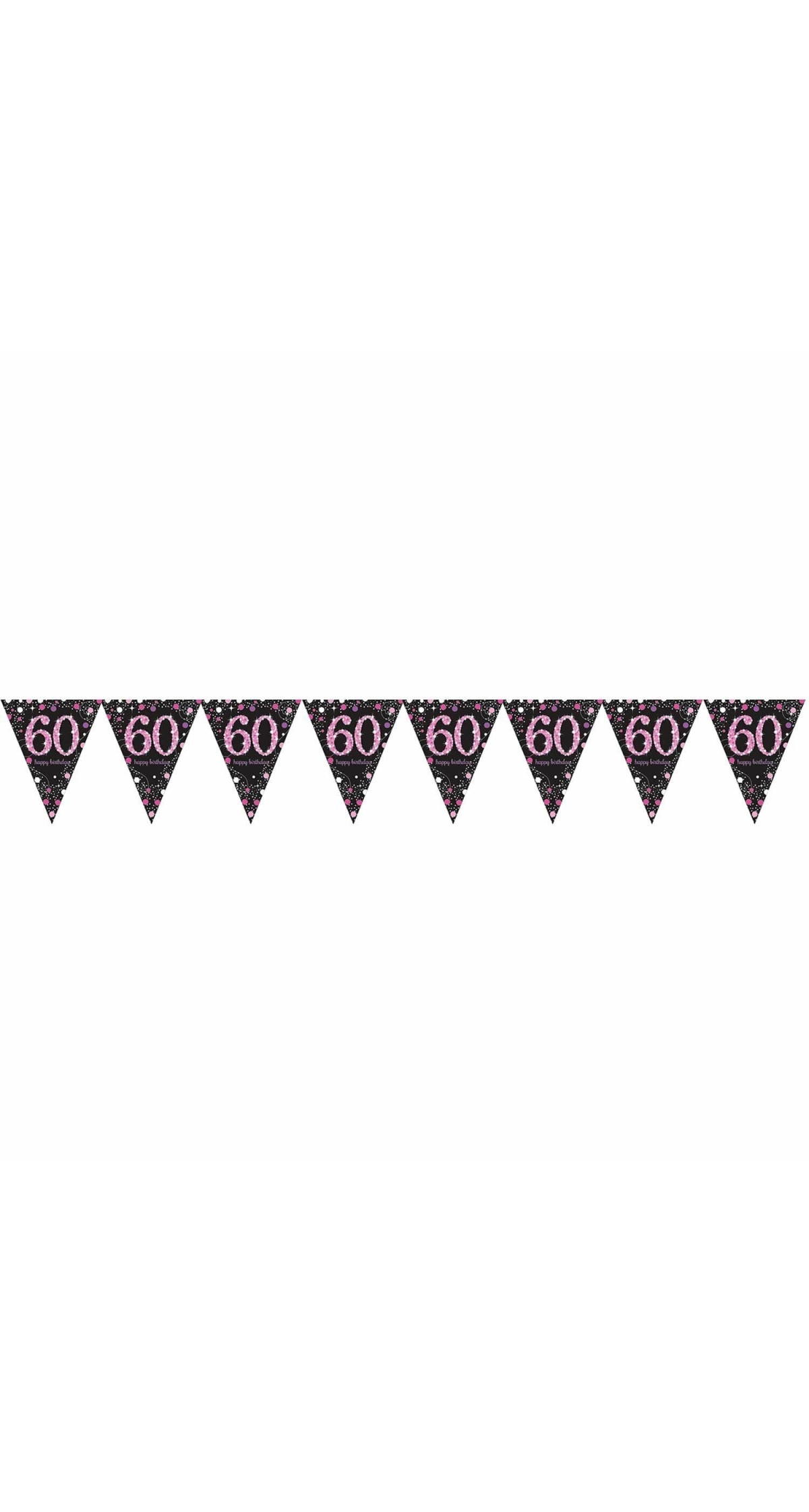 60th Pink Sparkling Celebration Plastic Flag Banner - 4m