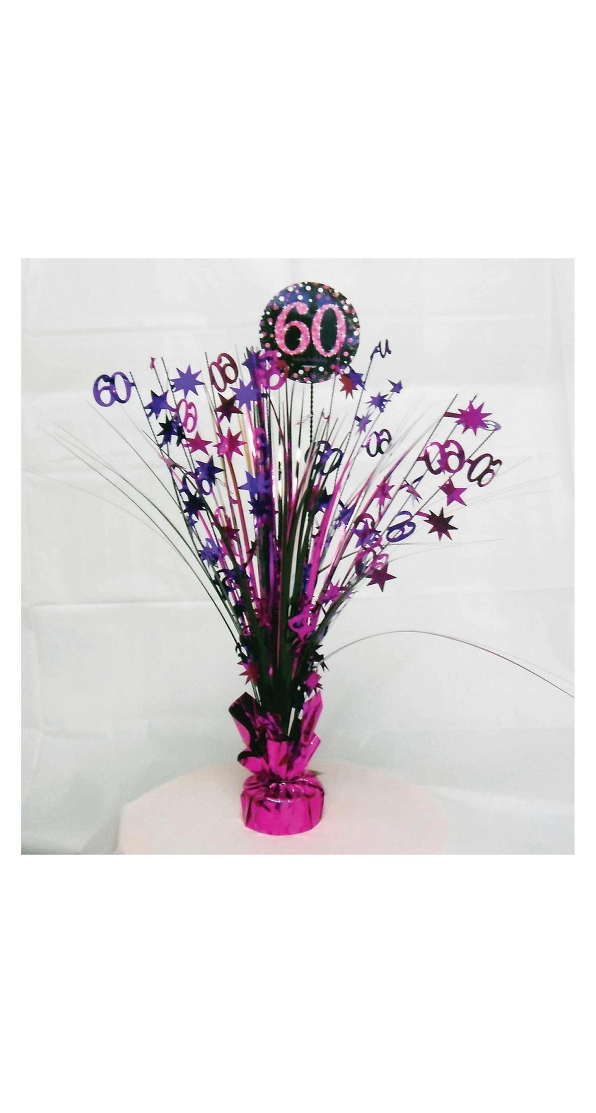 60th Birthday Pink Sparkling Celebration Centerpiece 46cm - 1pk
