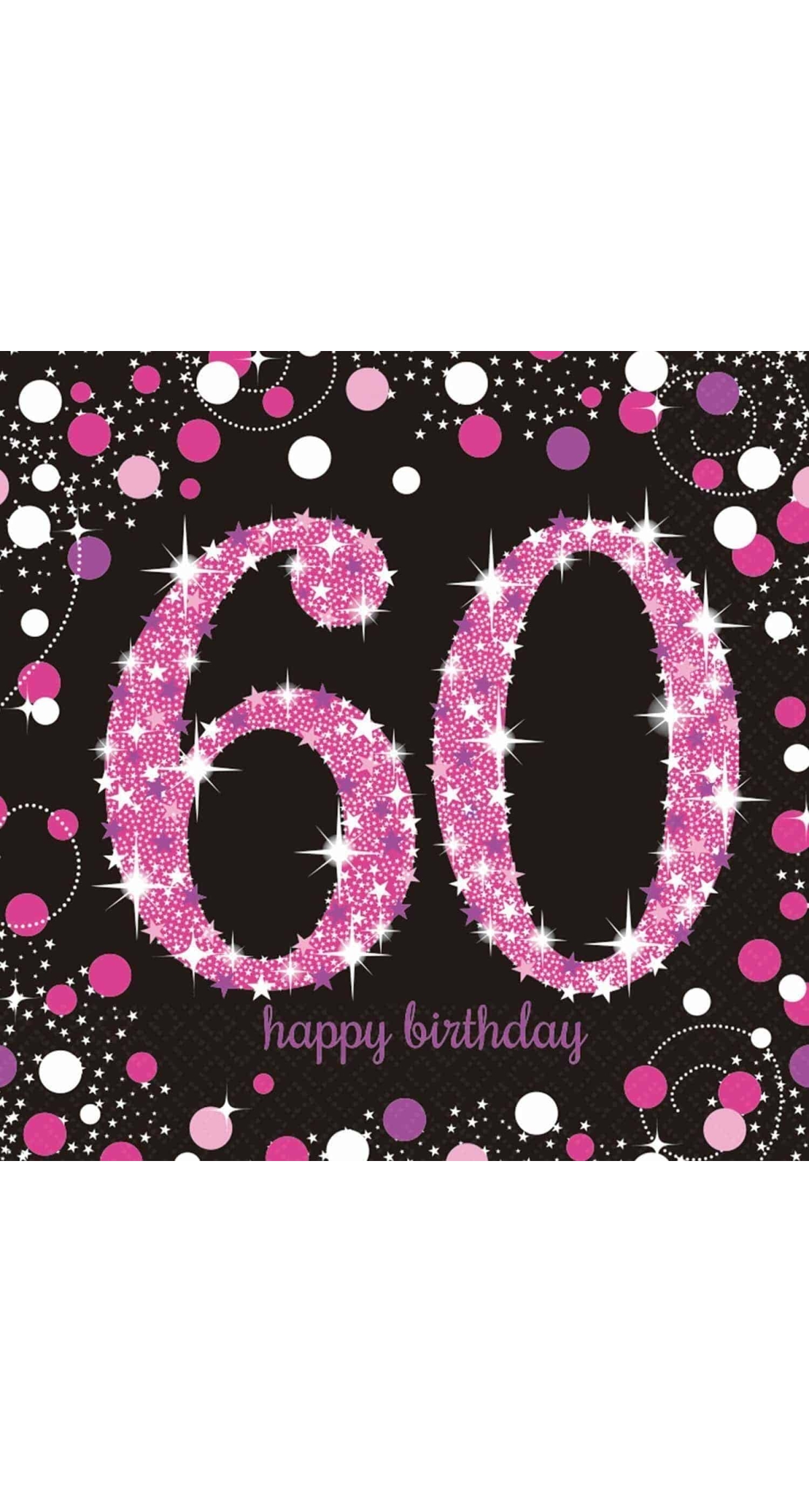 60th Pink Sparkling Celebration Napkins 33cm x 33cm - 16pk