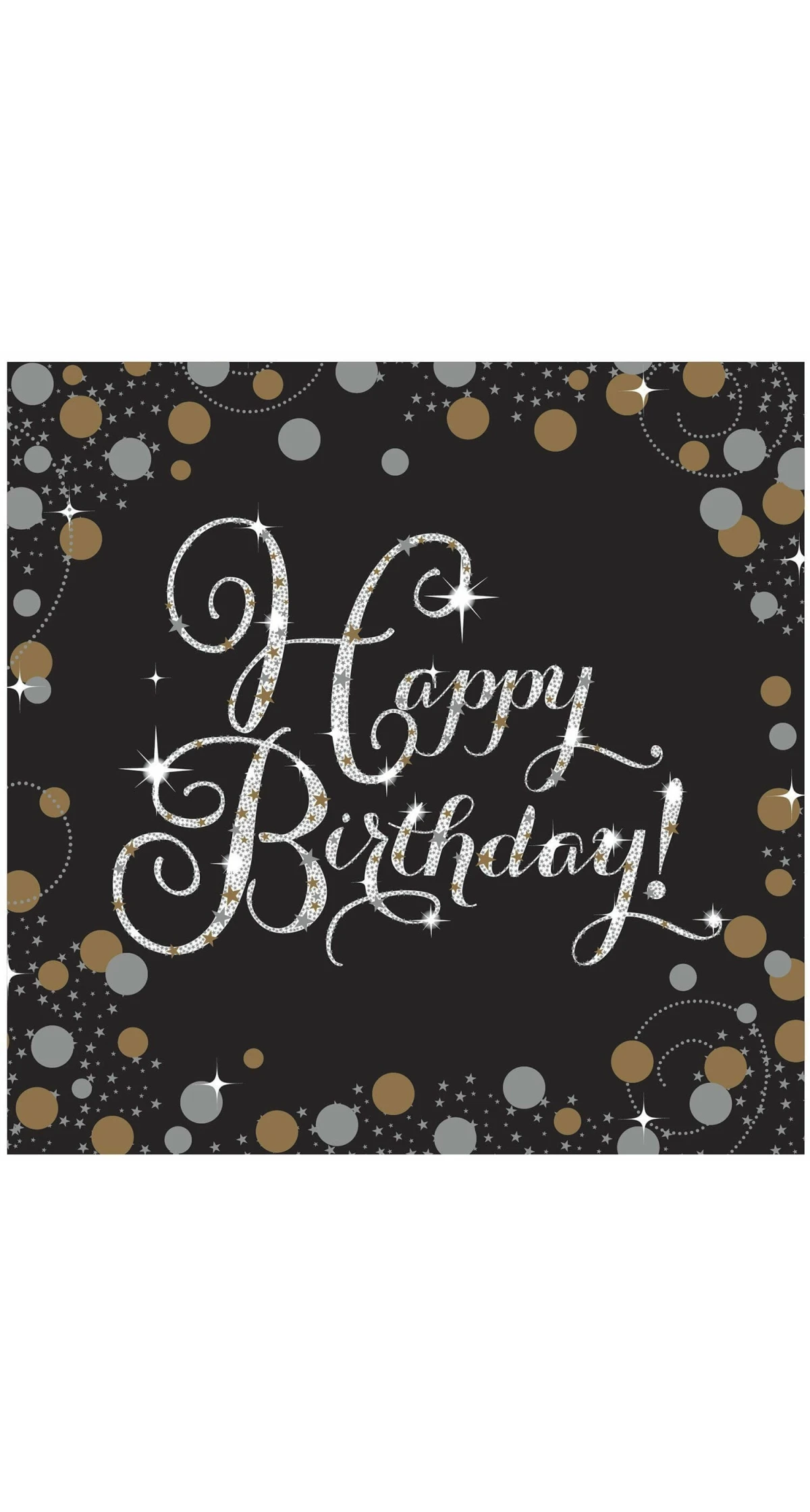 Happy Birthday Gold Sparkling Celebration Napkins 33cm x 33cm - 16pk
