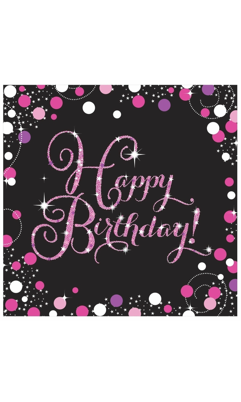 Happy Birthday Pink Sparkling Celebration Napkins 33cm x 33cm - 16pk