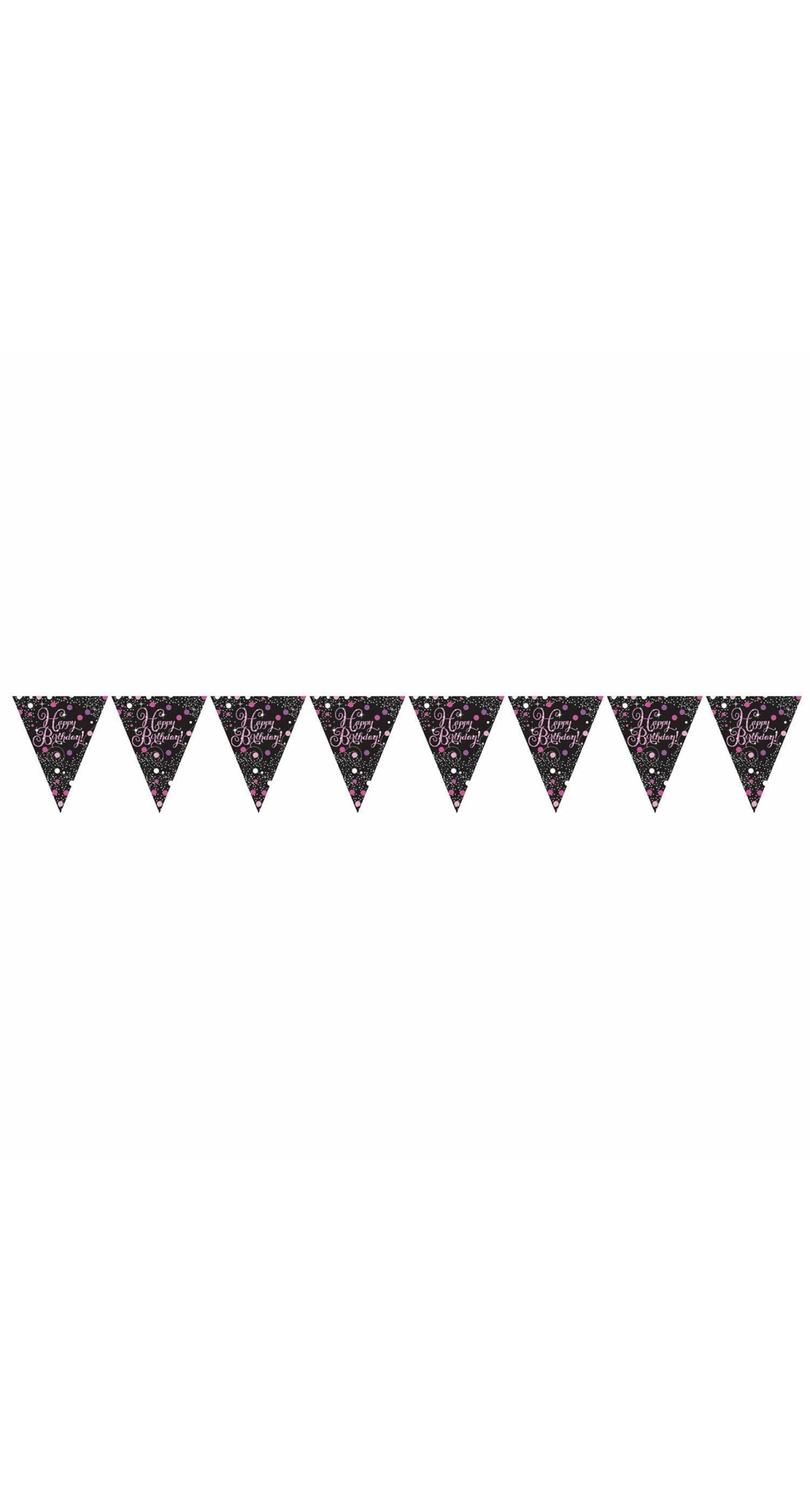 Happy Birthday Pink Sparkling Celebration Plastic Flag Banner - 3.96m