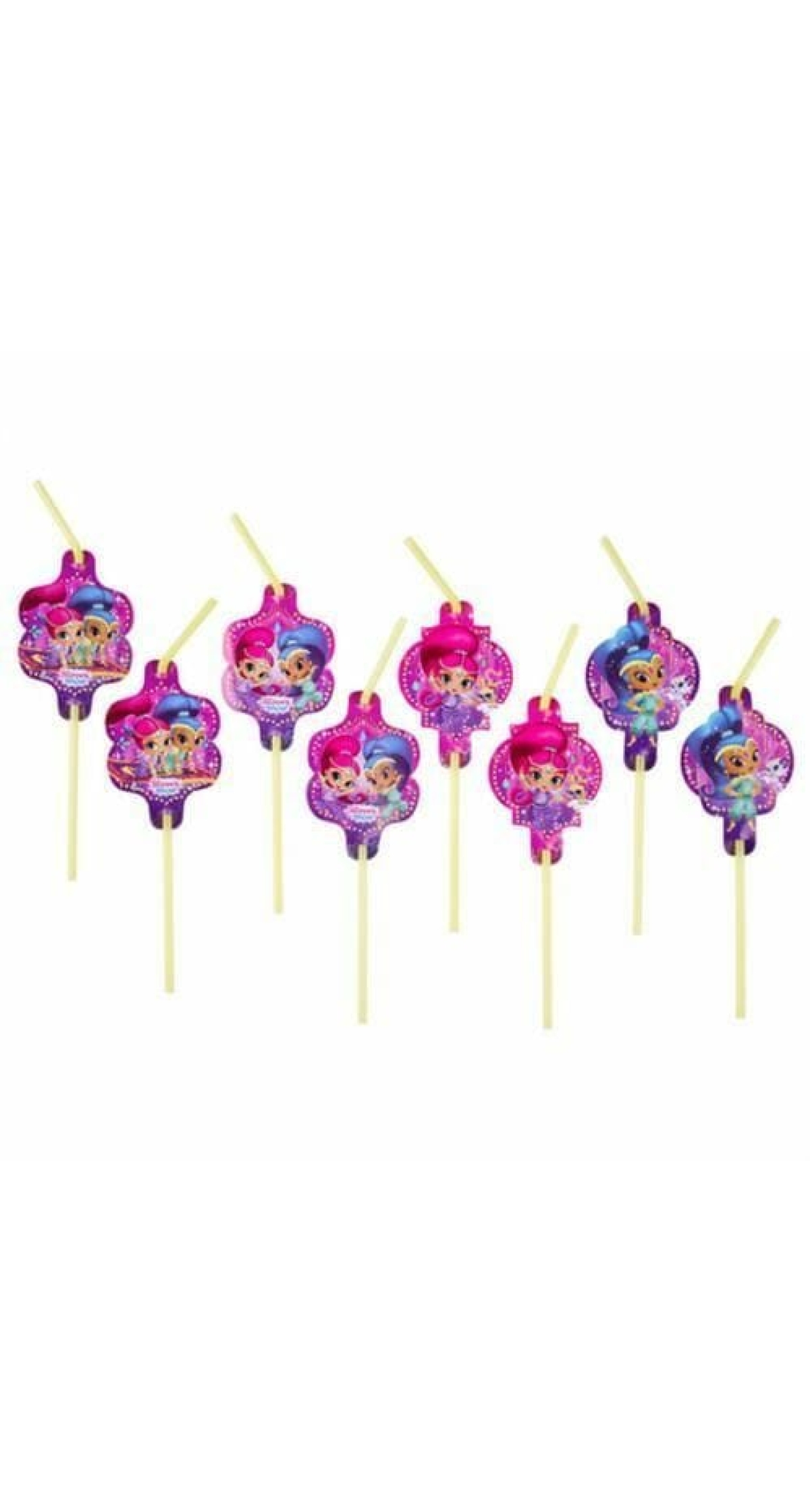 Shimmer and Shine Drinking Straws with cutouts - 8pk