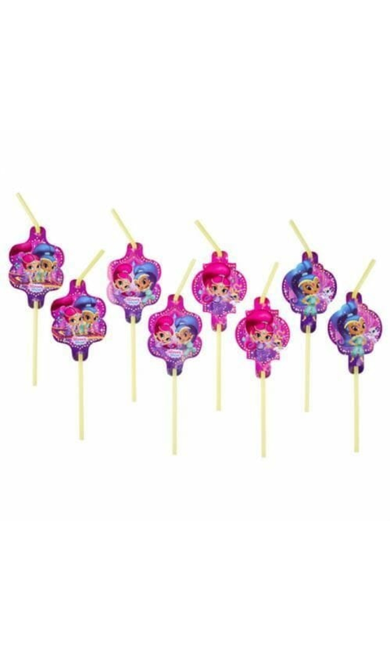 Shimmer and Shine Drinking Straws with cutouts - 8pk