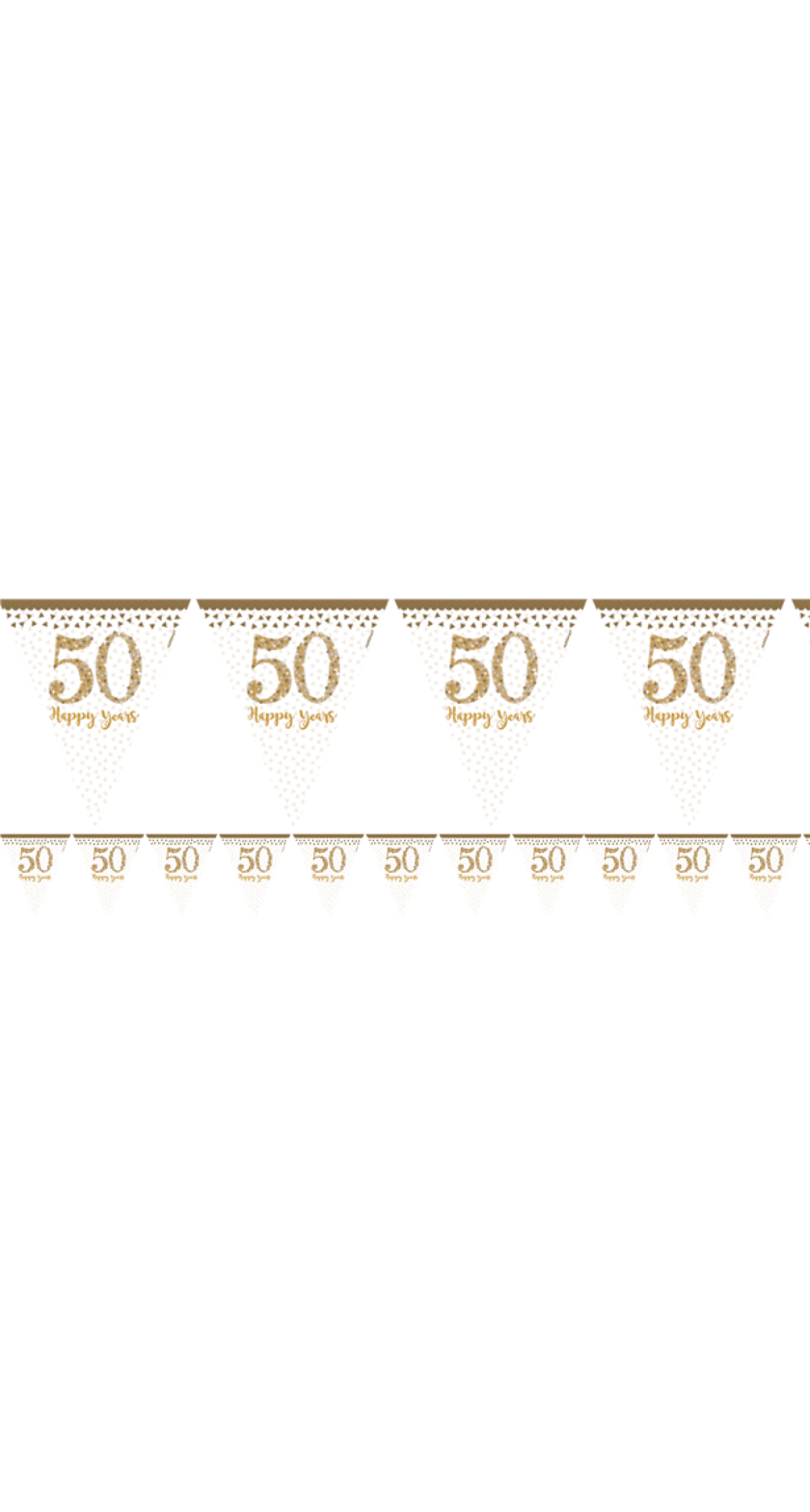 50th Gold Sparkling Wedding Anniversary Pennant Banner- 396cm x 20.1cm