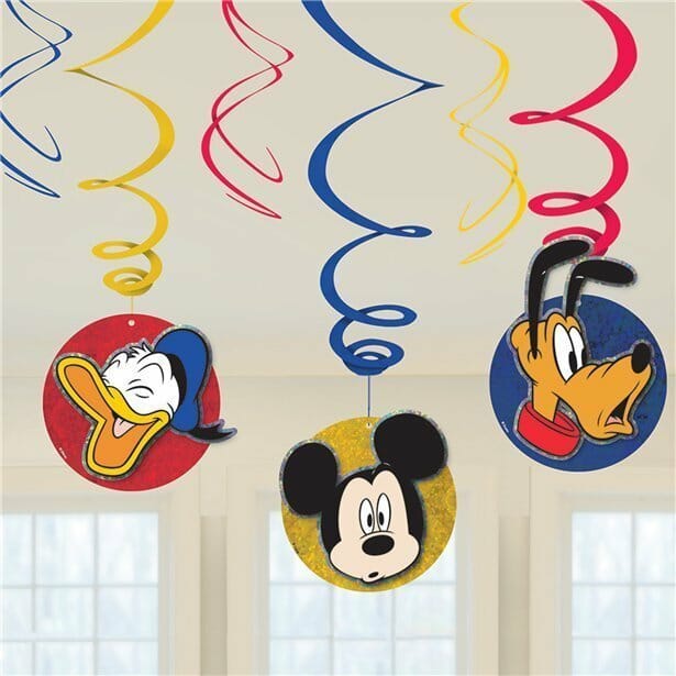 Mickey Mouse Swirl Hanging Decorations - 6pk