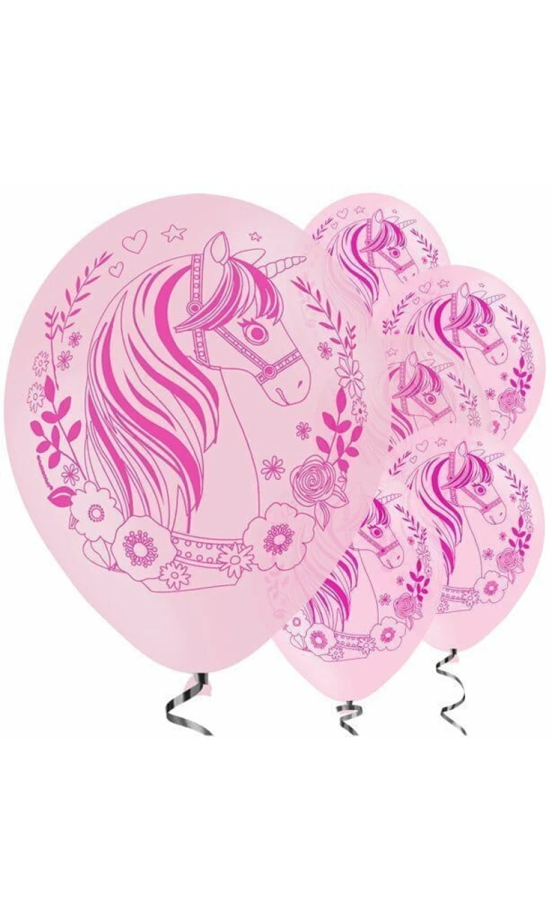 Magical Unicorn All Over Print 27.5 cm/11" Latex Balloons - 6pk