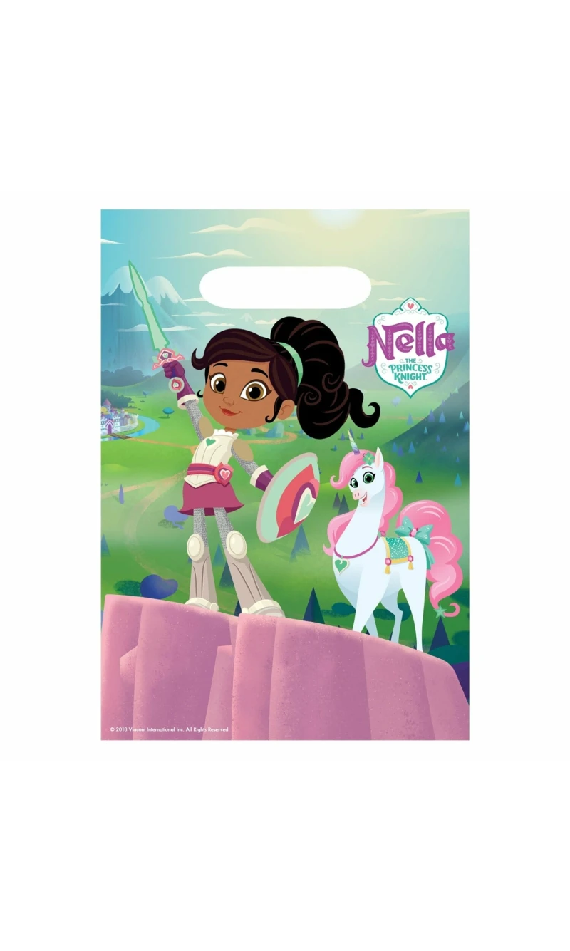 Nella The Princess Knight Plastic Party Bags - 8pk