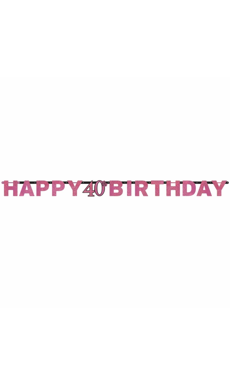 40th Pink Sparkling Celebration Paper Letter Banner - 2.13m
