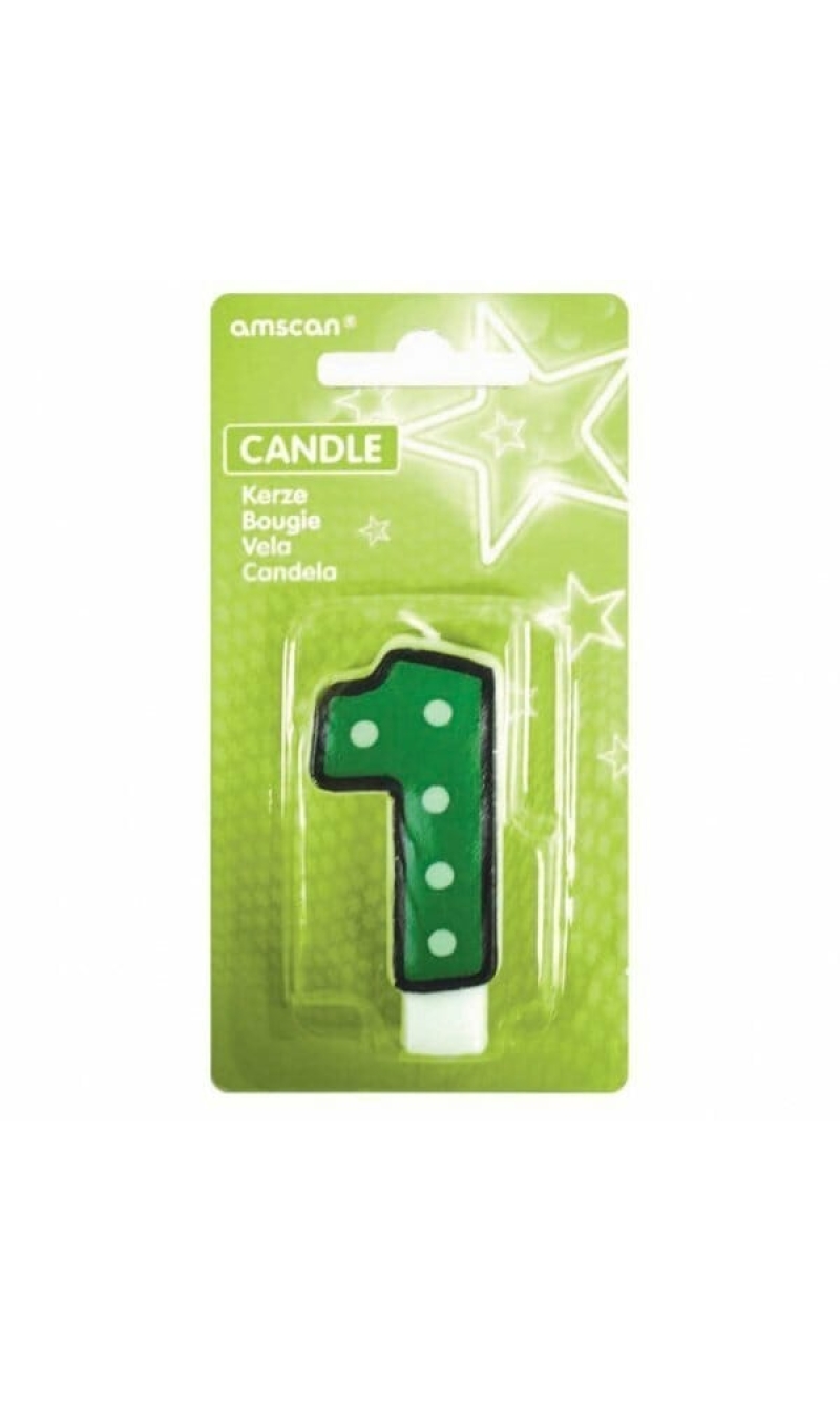 Candle Number 1 Green - 7cm