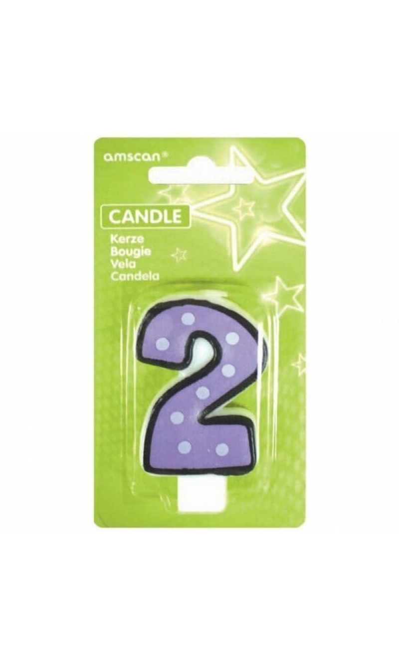 Candle Number 2 Purple - 7cm