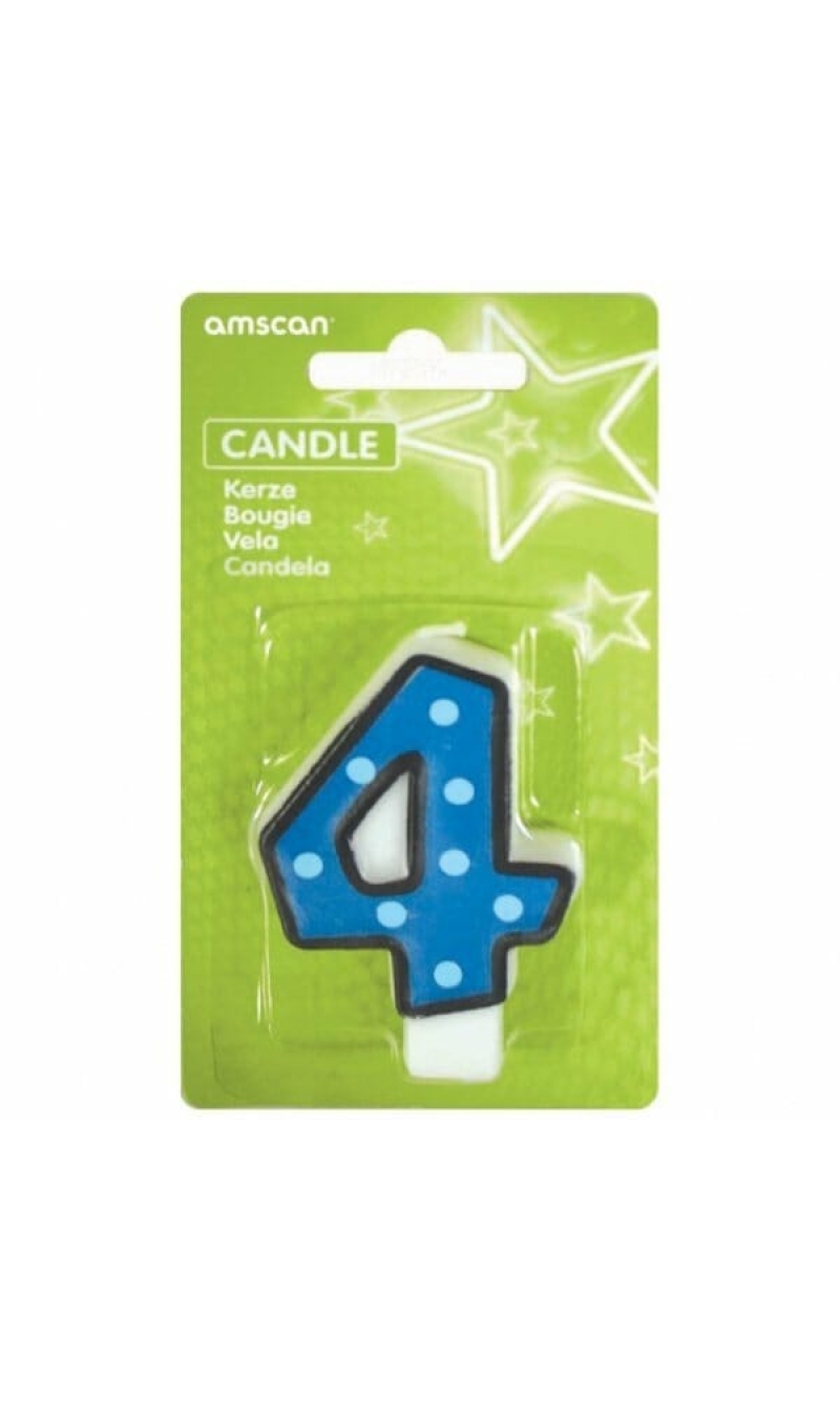 Candle Number 4 Blue - 7cm